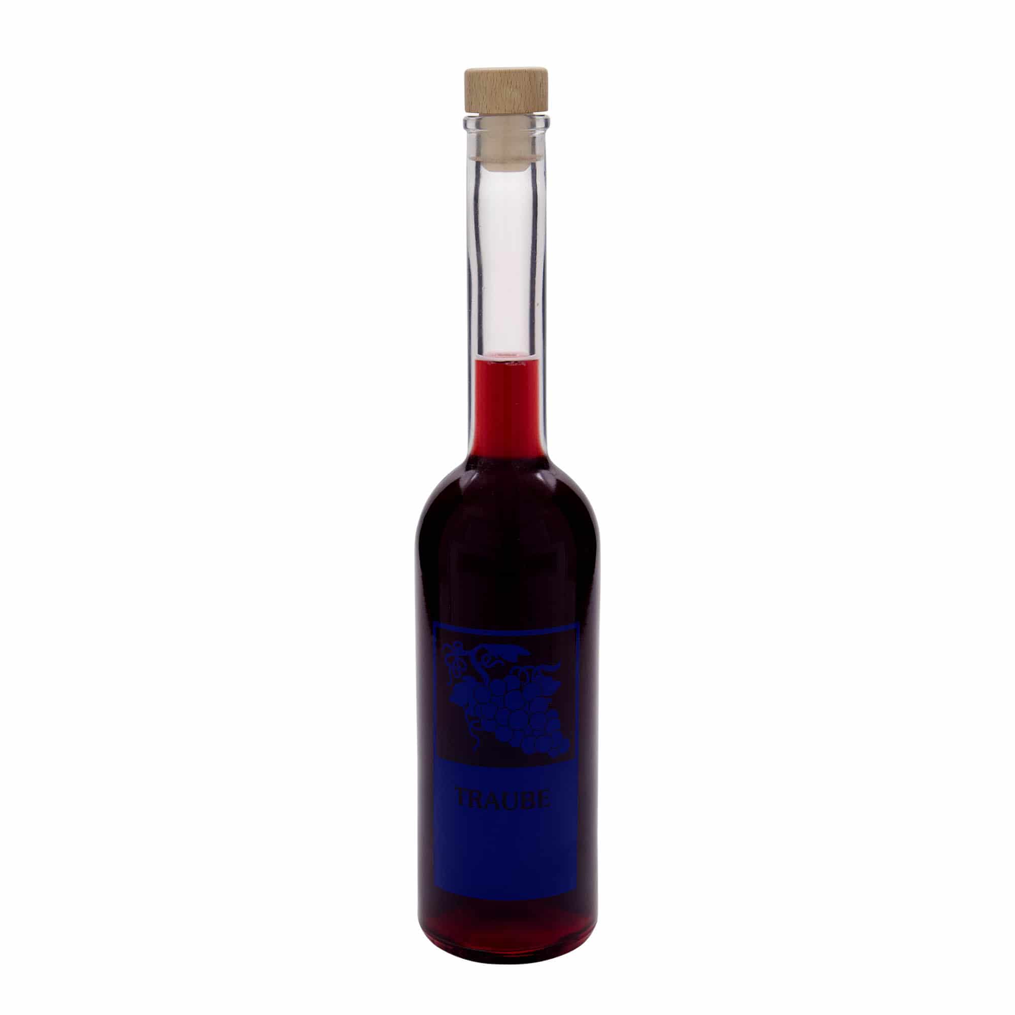 Botella de vidrio 'Opera' de 500 ml, motivo: racimo de uvas, boca: corcho