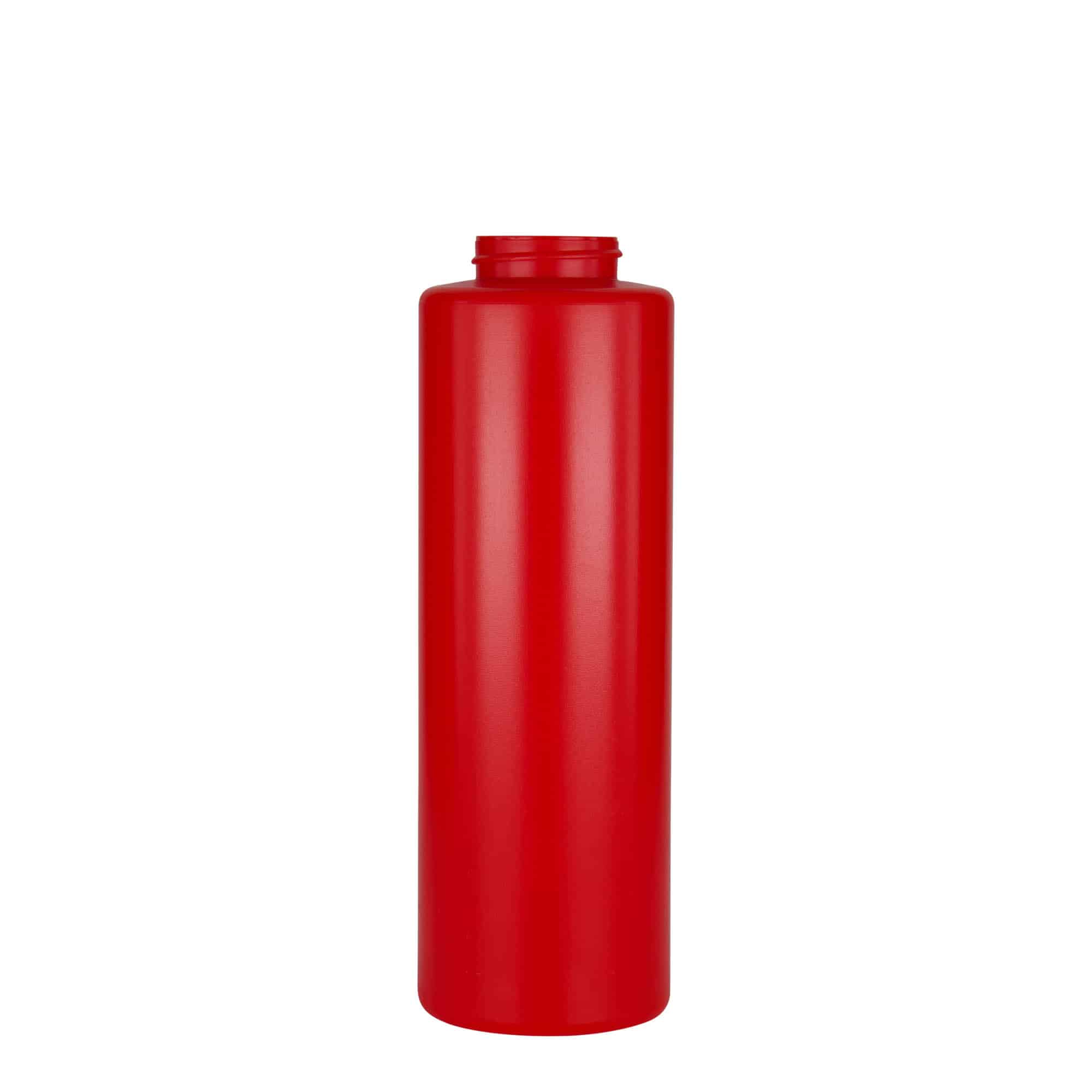 Botella para salsa de 500 ml, plástico LDPE, rojo, boca: 38/400
