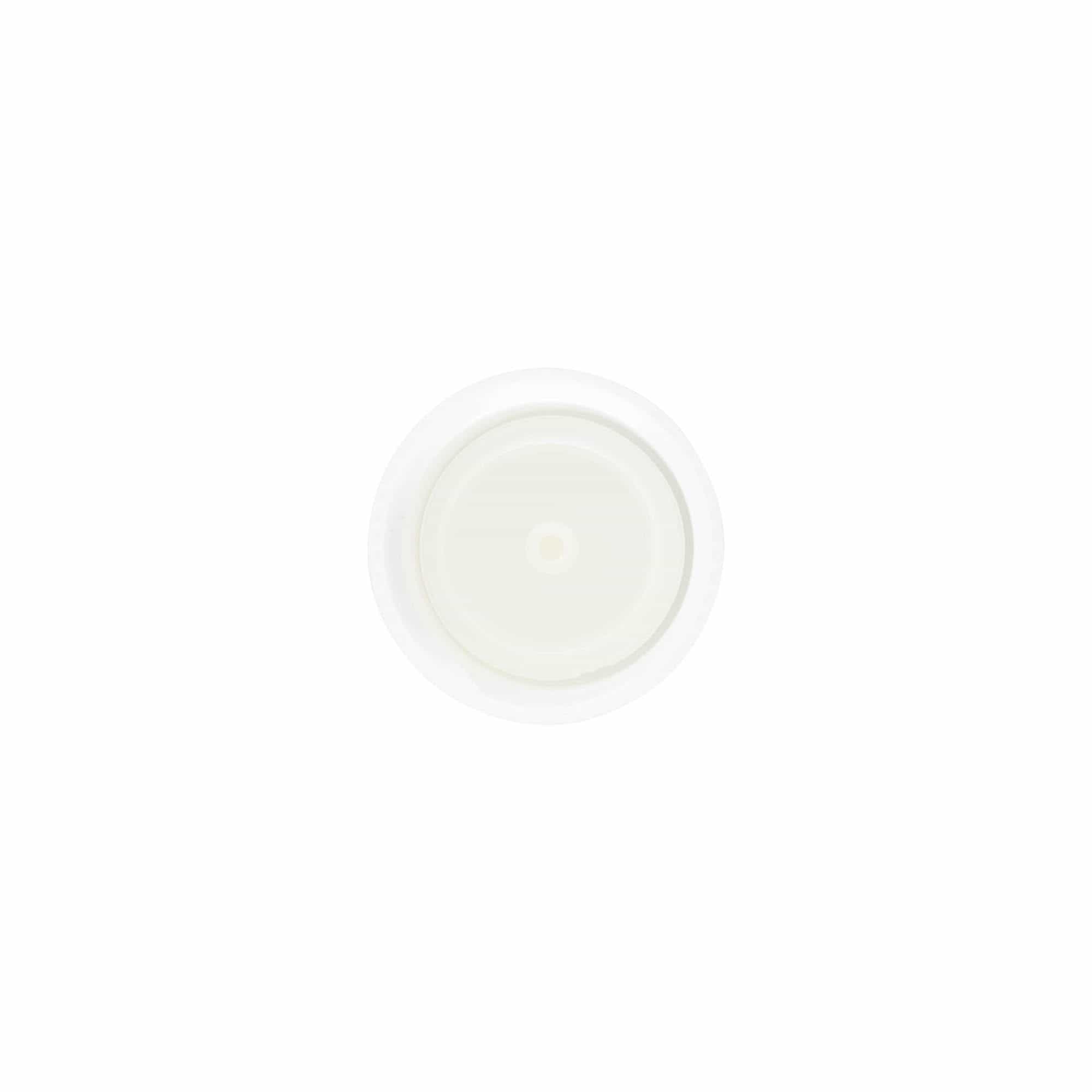 Tapa de rosca con inserto de jeringa, plástico PP, blanco, para boca: 24/410 Tapa de rosca con inserto de jeringa, plástico PP, blanco, para boca: 24/410