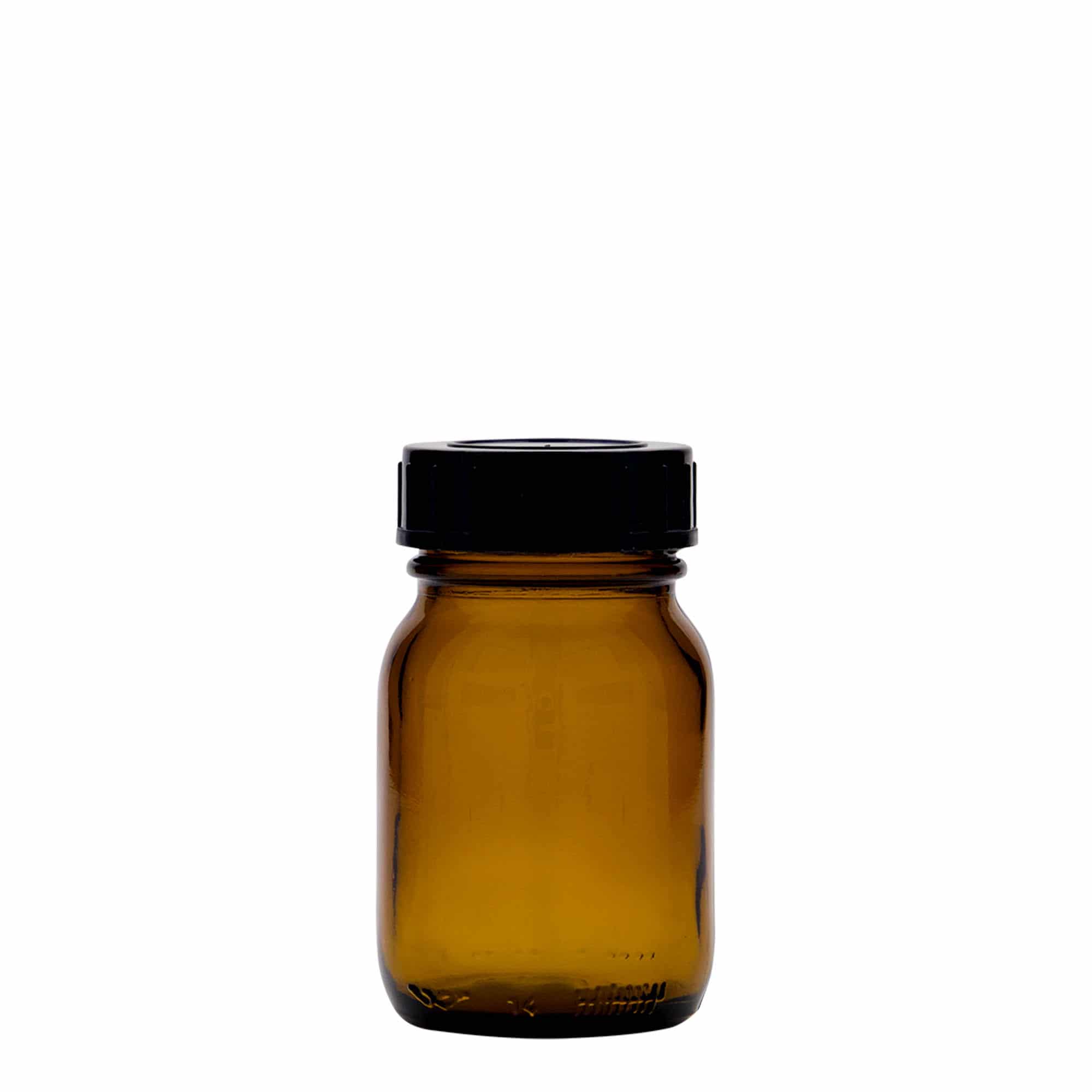 Tarro de boca ancha de 75 ml, marrón, boca: DIN 40