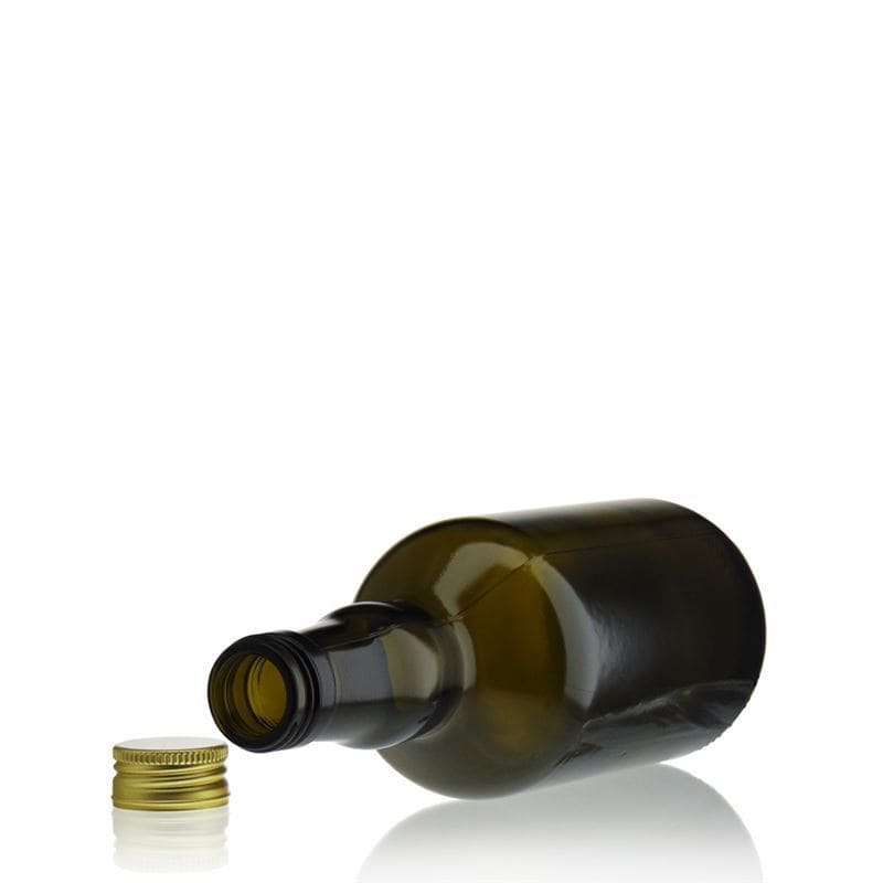 Botella de vidrio de 500 ml «Olona», verde antiguo, boca: PP 31,5
