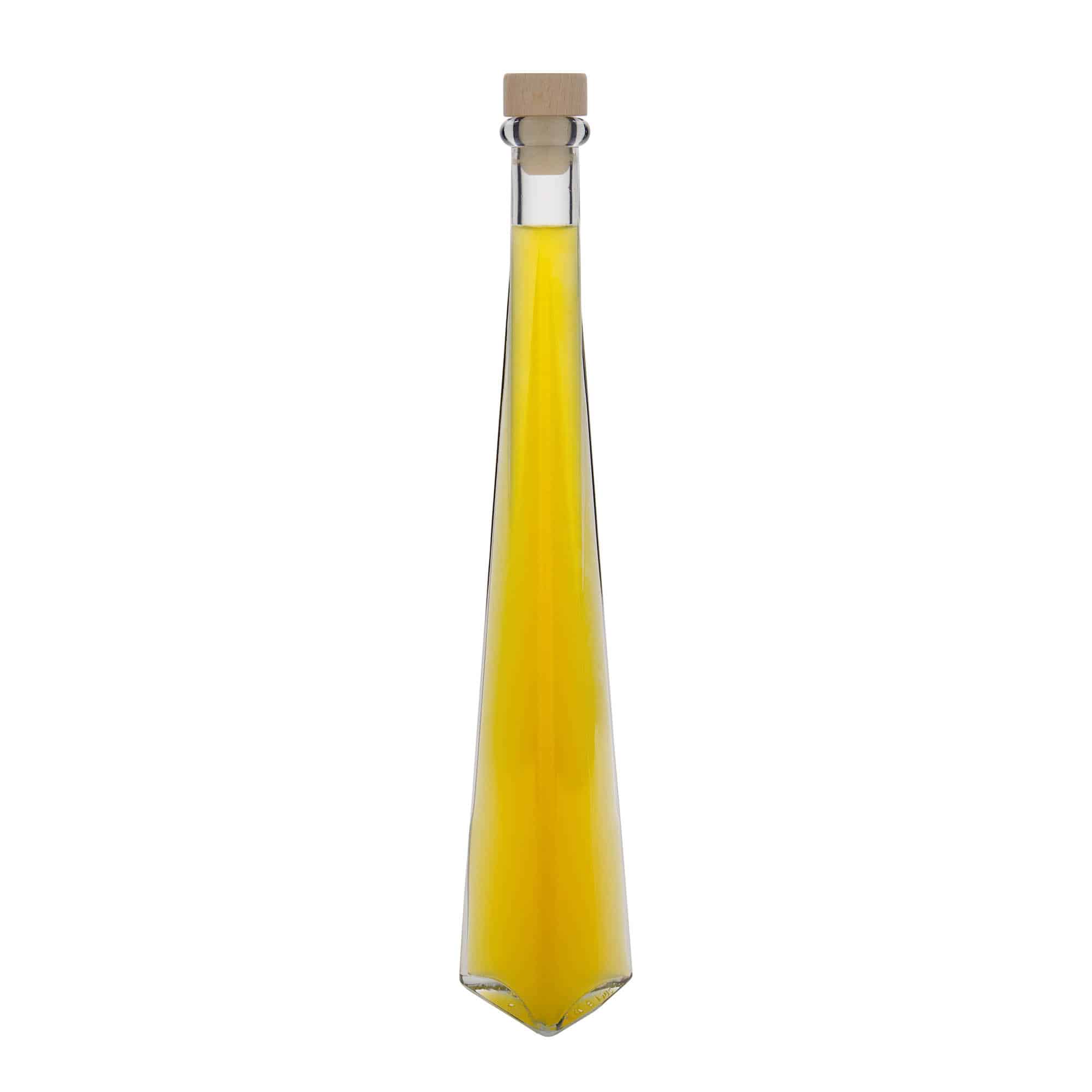 Botella de vidrio 'Dama Triangolore' de 200 ml, triangular, boca: corcho