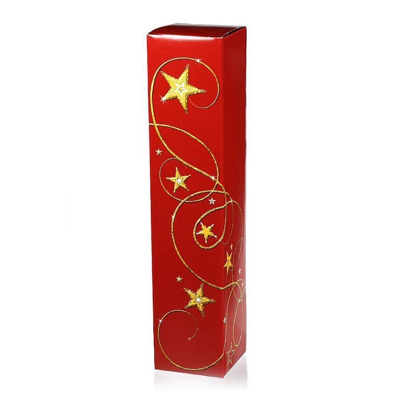 Caja de regalo 'Estrellas fugaces', cuadrada, cartón, rojo