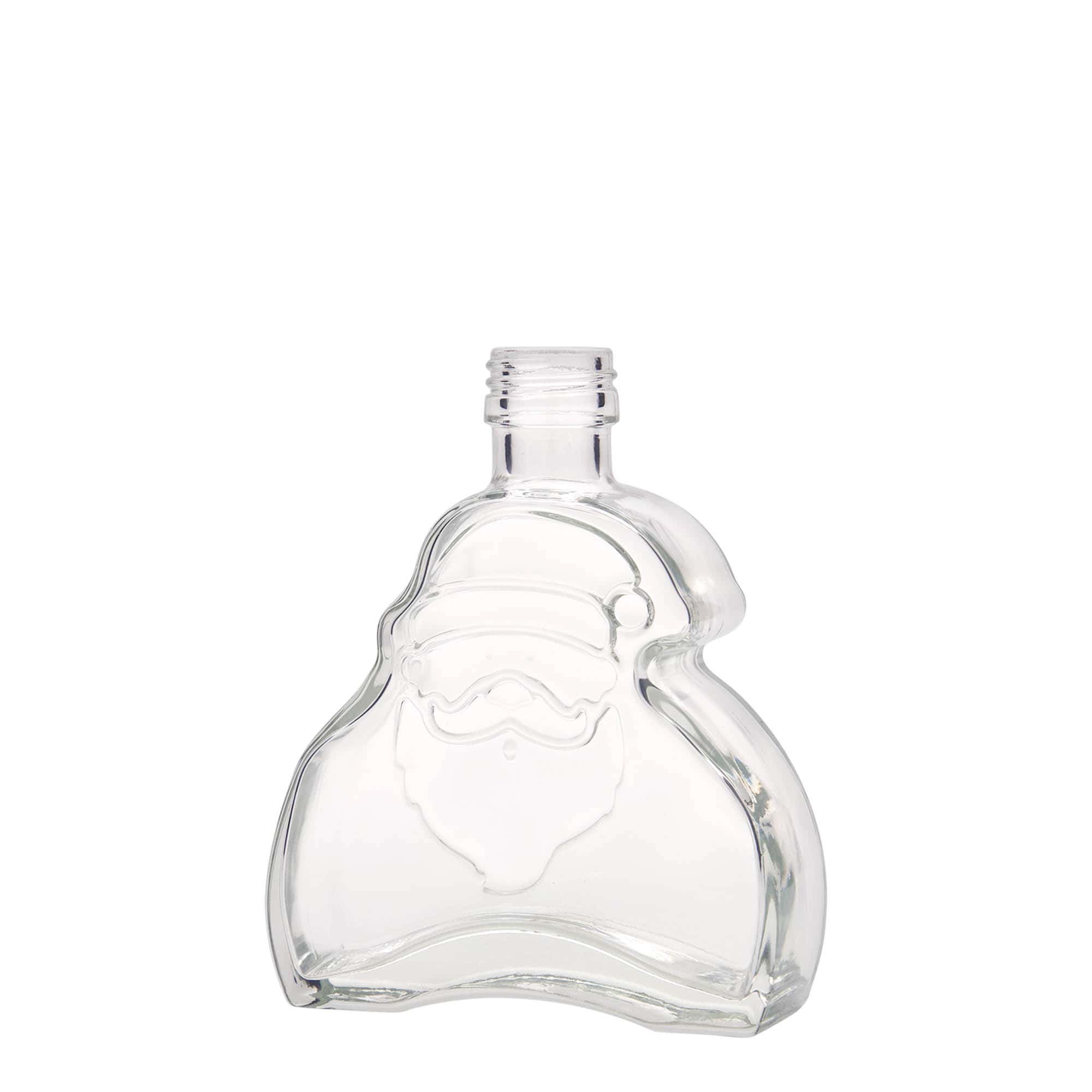 Botella de vidrio de 200 ml 'Santa Claus', boca: PP 28 Botella de vidrio de 200 ml 'Santa Claus', boca: PP 28