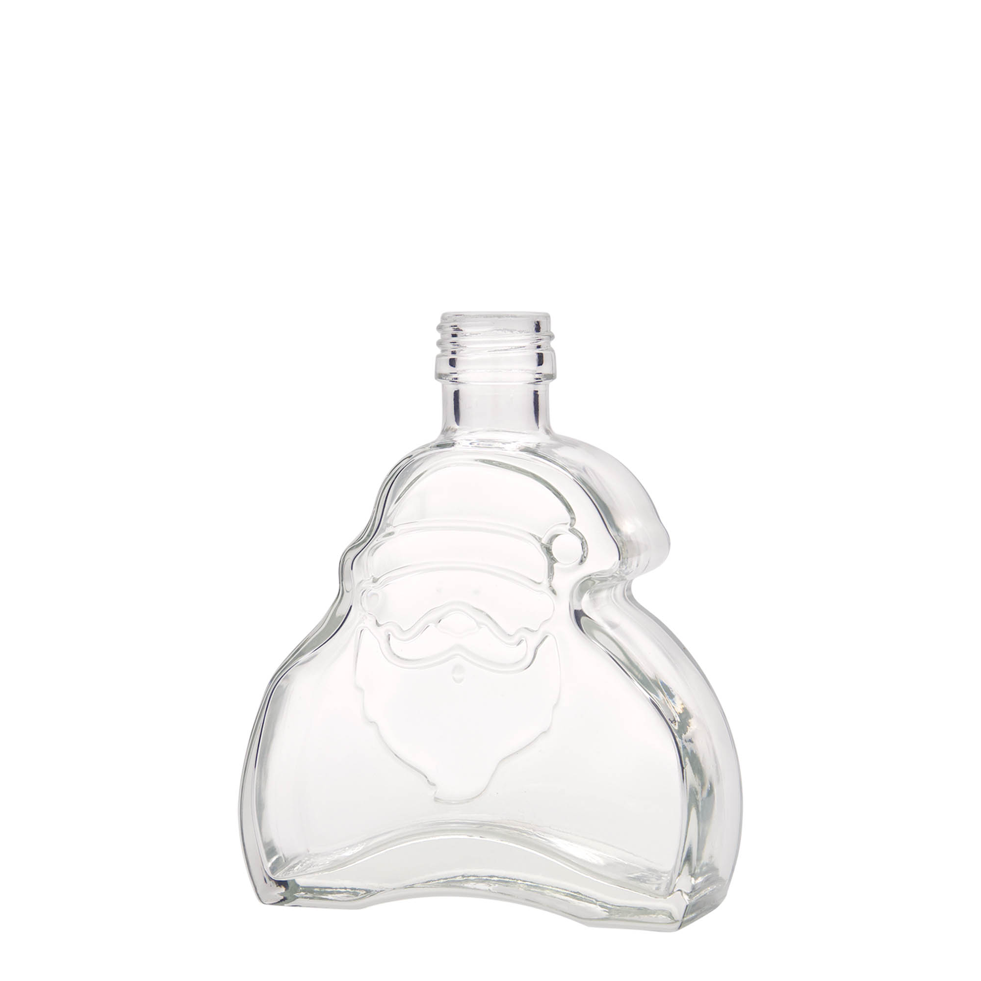 Botella de vidrio de 200 ml 'Santa Claus', boca: PP 28 Botella de vidrio de 200 ml 'Santa Claus', boca: PP 28