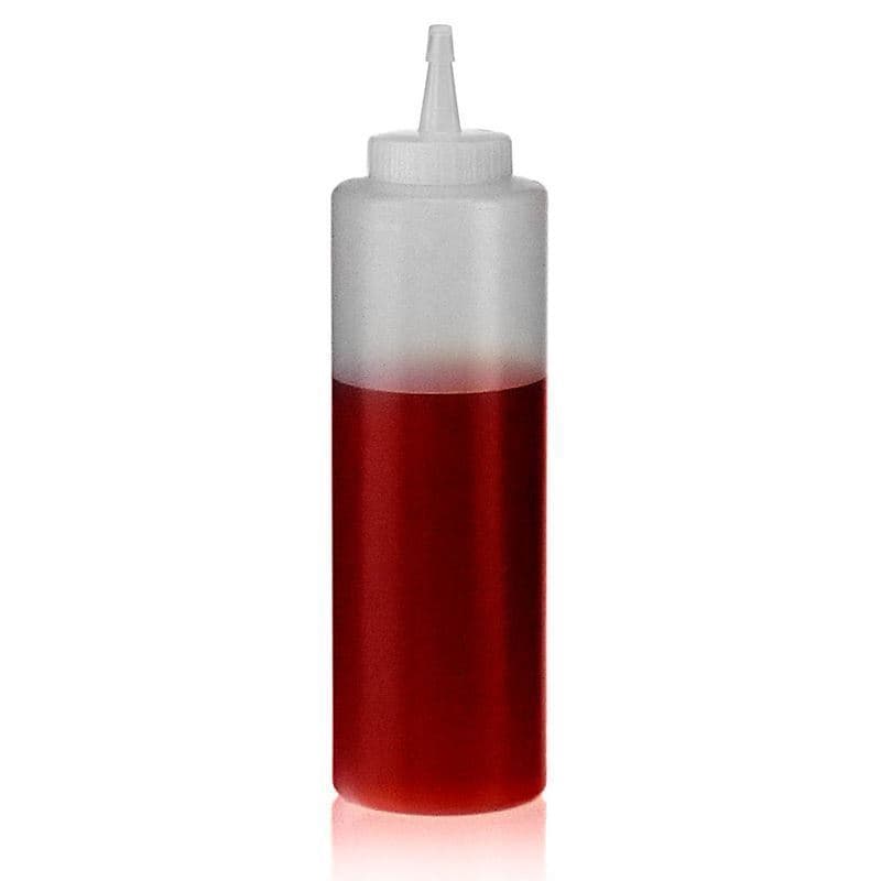 Botella para salsa de 500 ml, plástico de LDPE, natural, boca: GPI 38/400