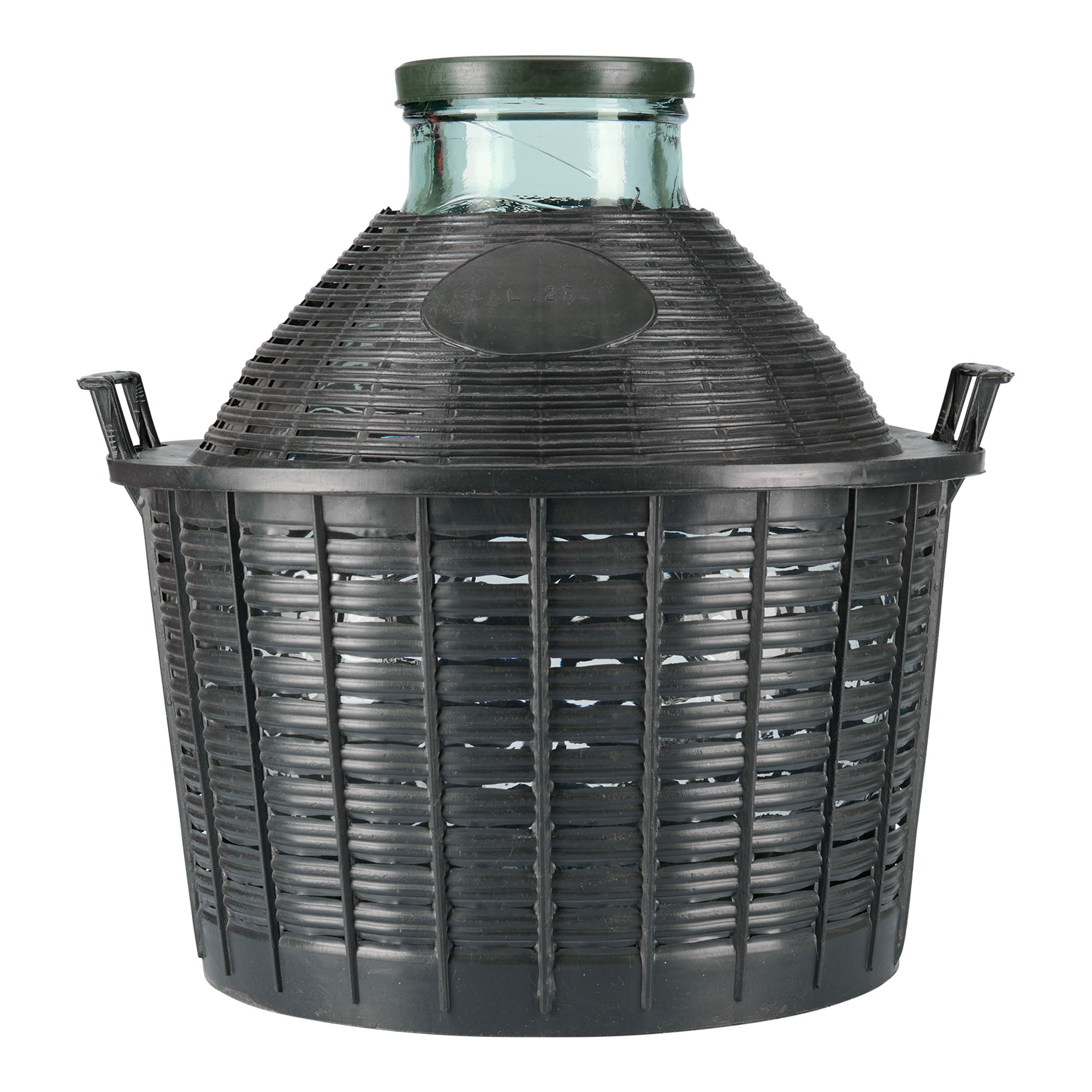 Botella de balón de 25 l de cuello ancho, vidrio, boca: tapa de solapa Botella de balón de 25 l de cuello ancho, vidrio, boca: tapa de solapa