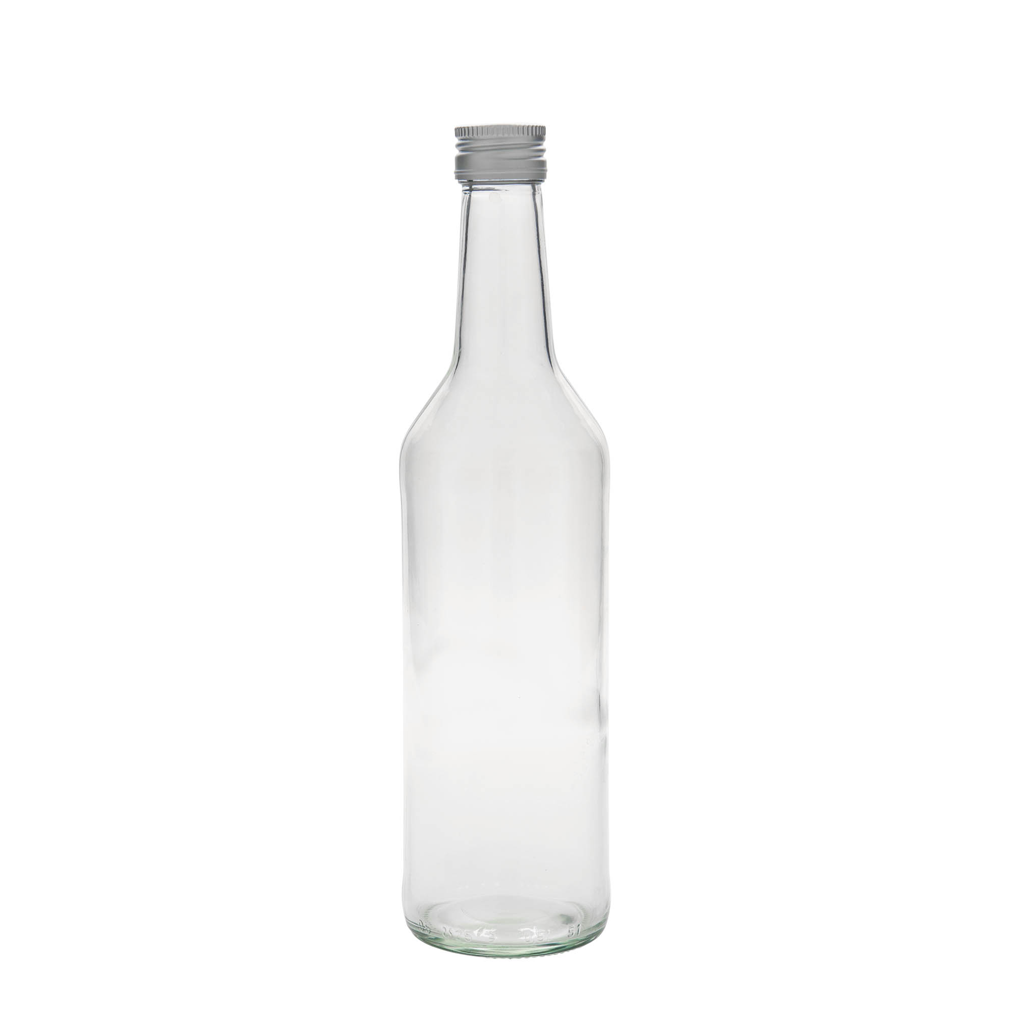 Botella de vidrio de 500 ml con cuello recto, boca: PP 28 Botella de vidrio de 500 ml con cuello recto, boca: PP 28