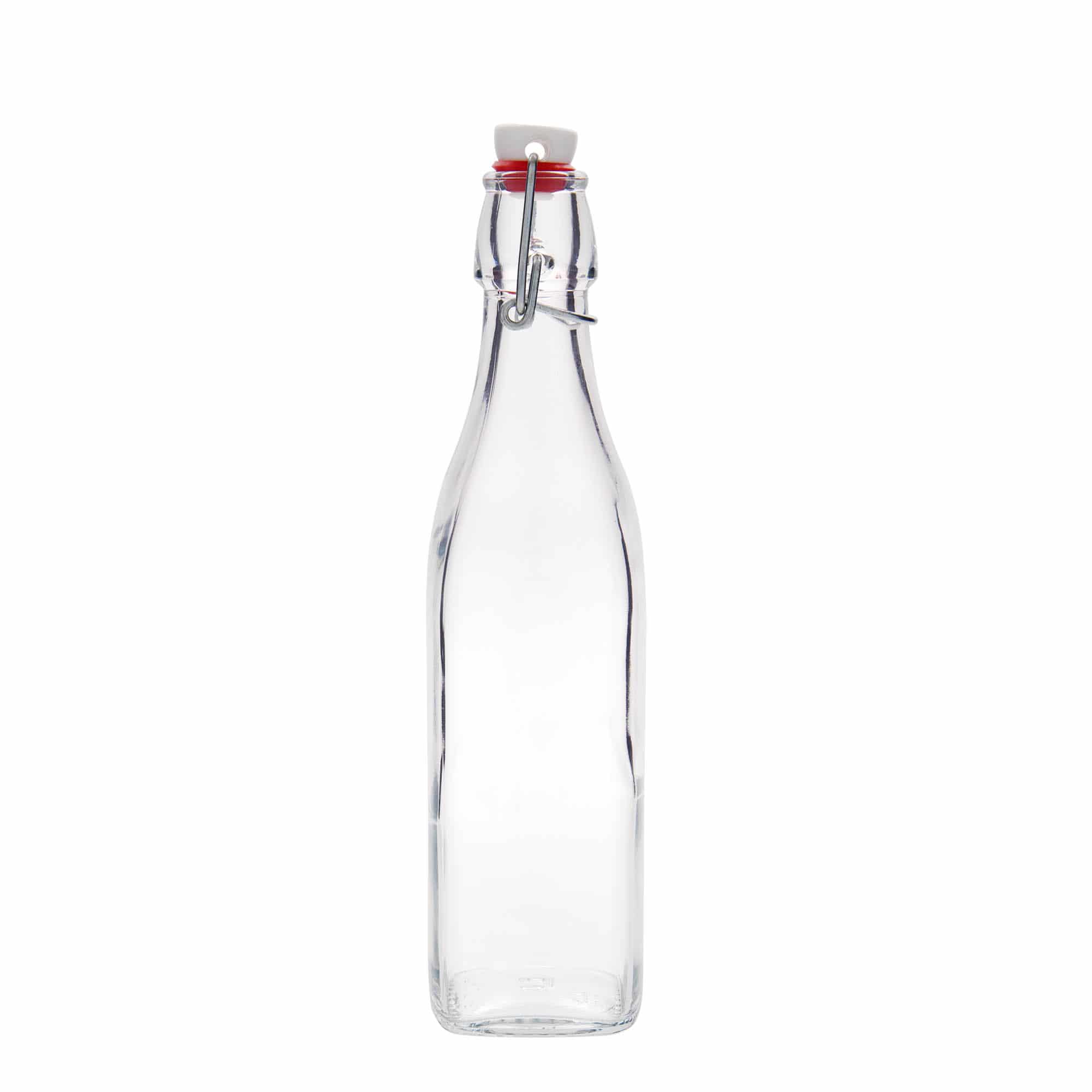 Botella de vidrio 'Swing' de 500 ml, cuadrada, boca: tapón mecánico
