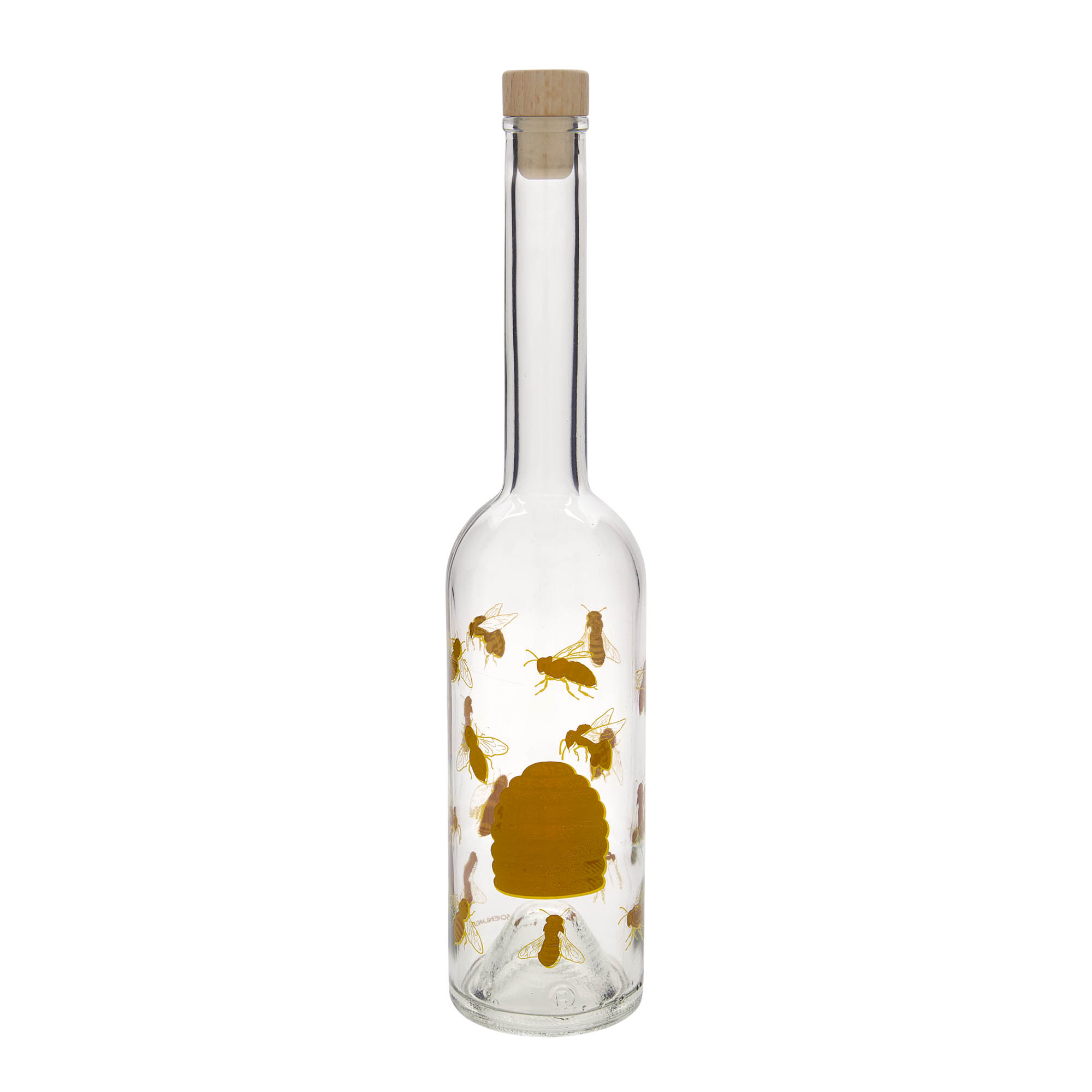 Botella de vidrio de 500 ml 'Opera', motivo: abejas, boca: corcho