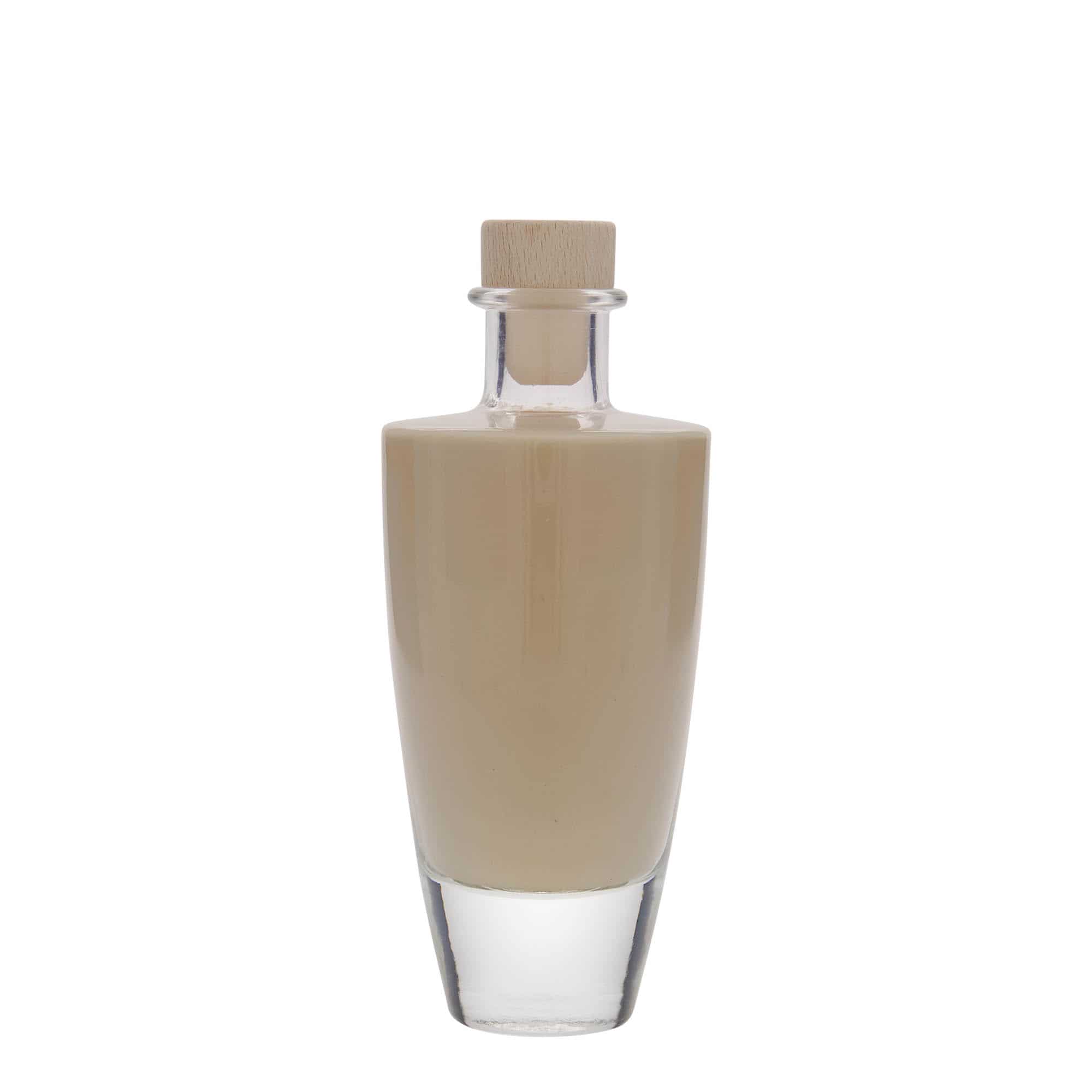 Botella de vidrio 'Vanessa' de 200 ml, ovalada, boca: corcho