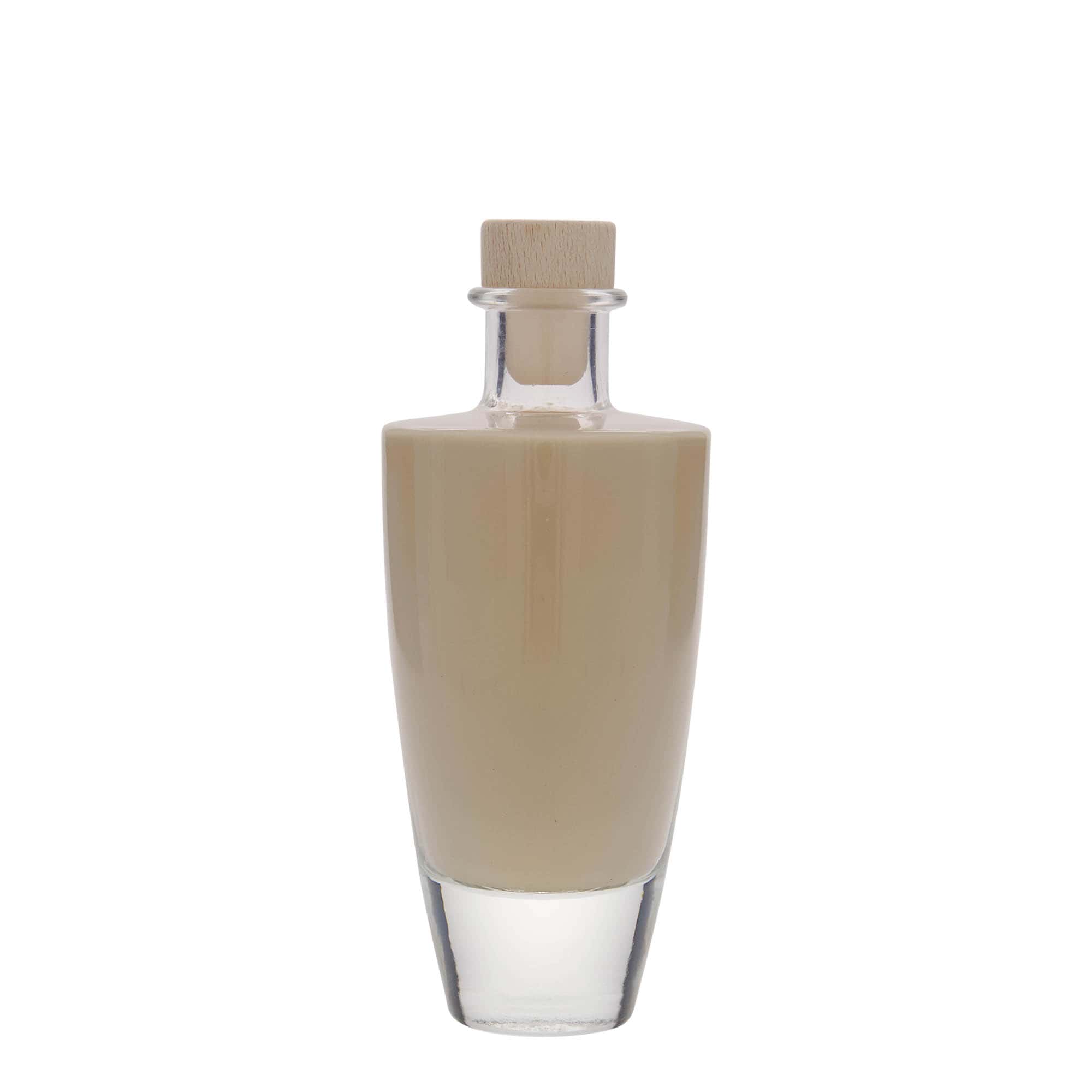 Botella de vidrio de 200 ml 'Vanessa', ovalada, boca: corcho