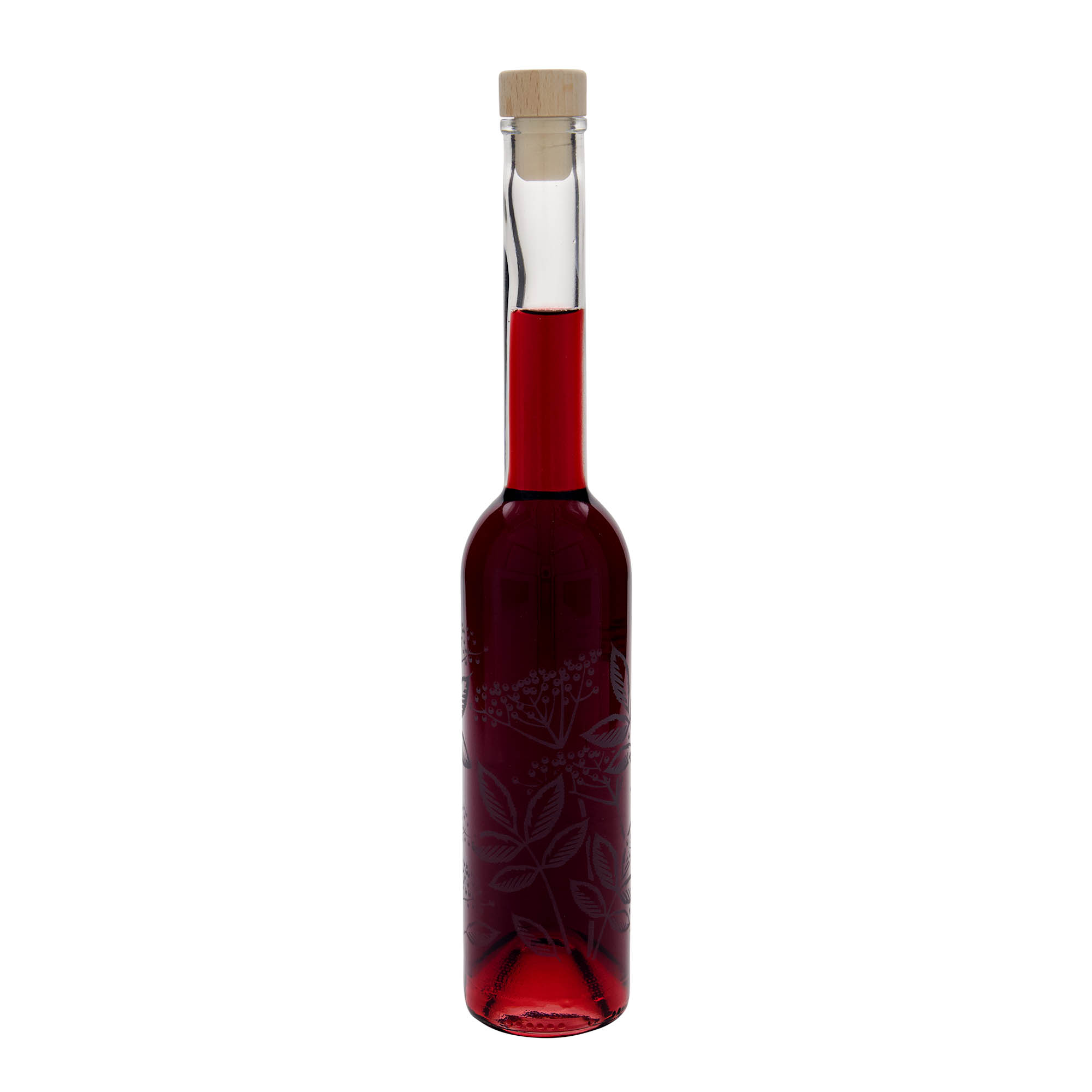 Botella de vidrio de 350 ml 'Opera', motivo: saúco, boca: corcho