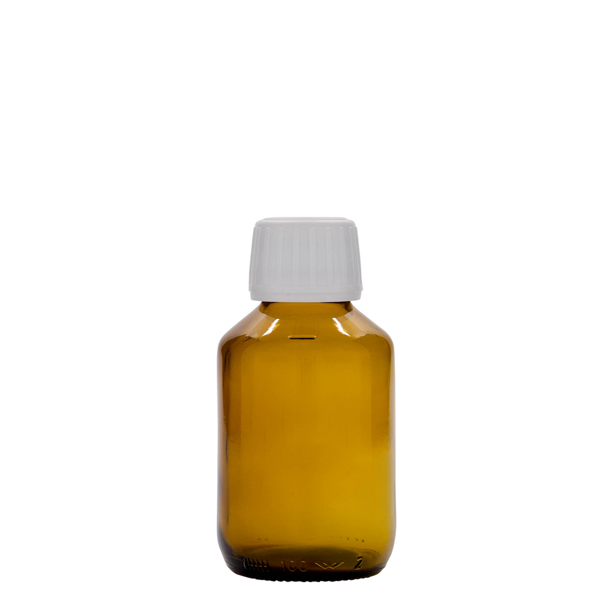 100 ml frasco medicinal, marrón, vidrio, boca: PP 28