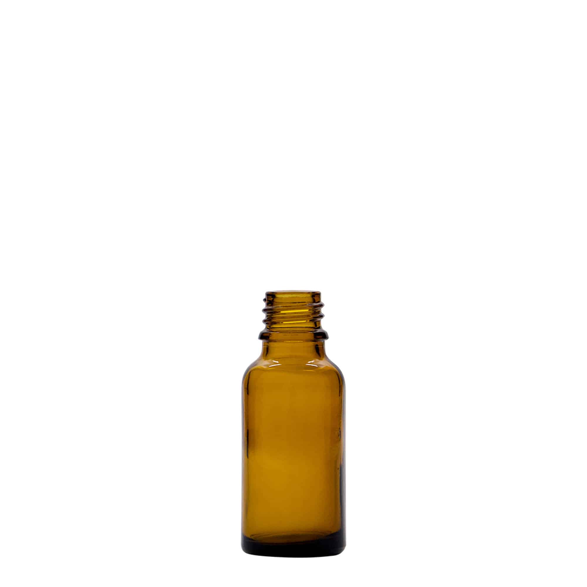 Frasco medicinal de vidrio marrón de 20 ml, boca: DIN 18