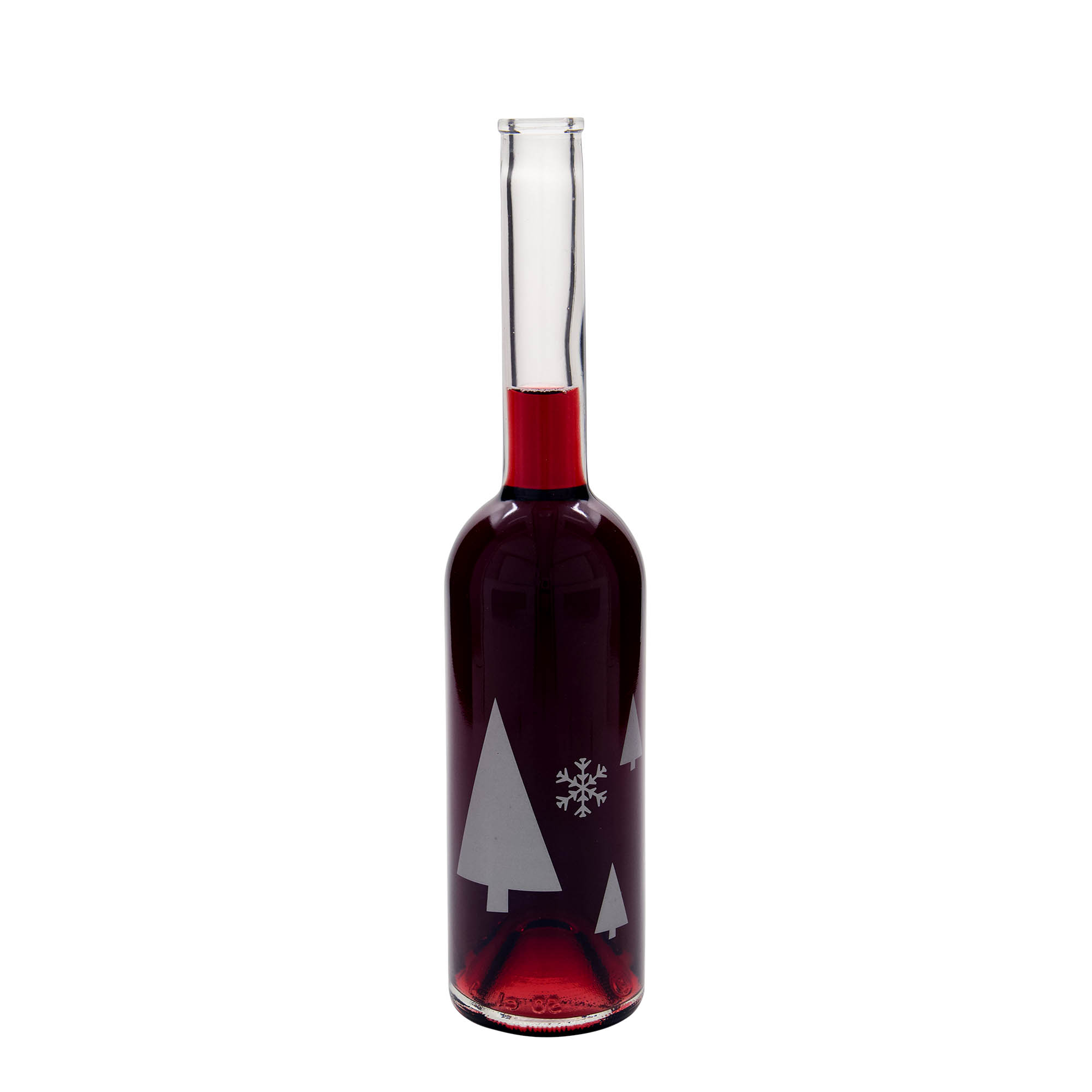 Botella de vidrio 'Opera' de 500 ml, motivo: copos de nieve, boca: corcho