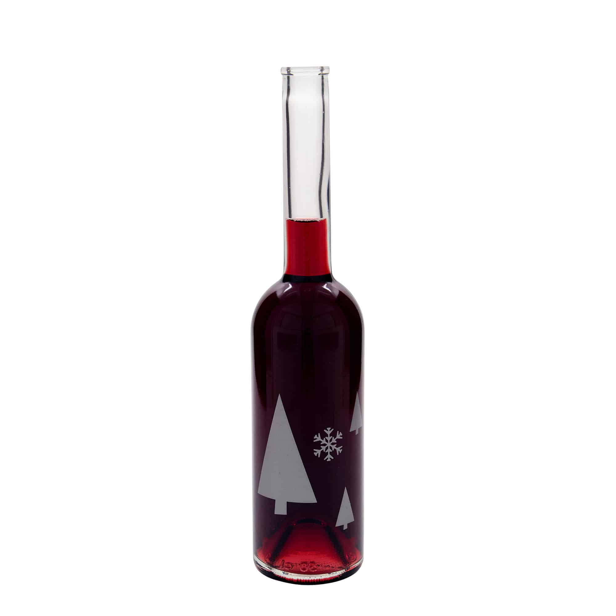 Botella de vidrio 'Opera' de 500 ml, motivo: copos de nieve, boca: corcho