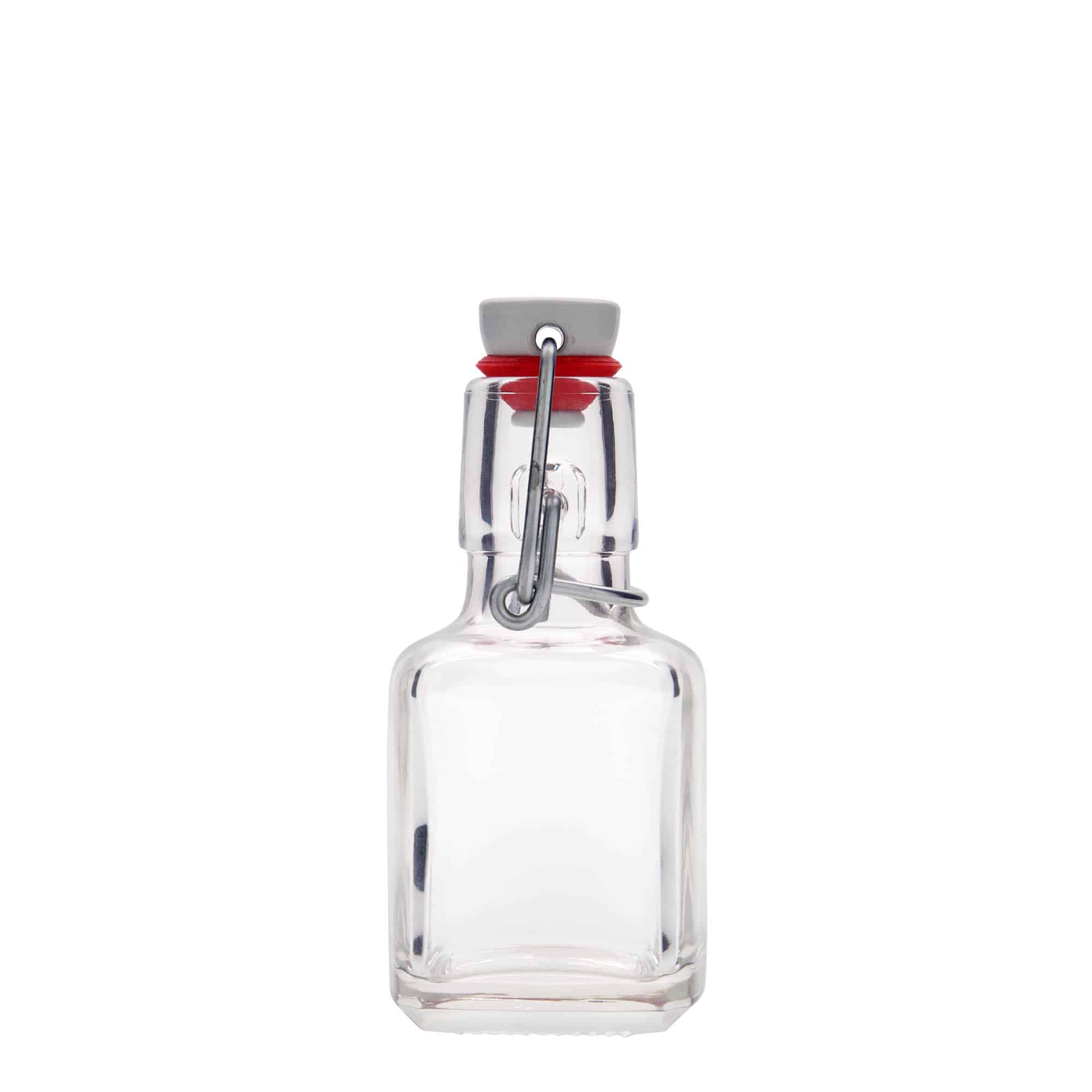 Botella de vidrio 'Kubica' de 100 ml, cuadrada, boca: tapón mecánico