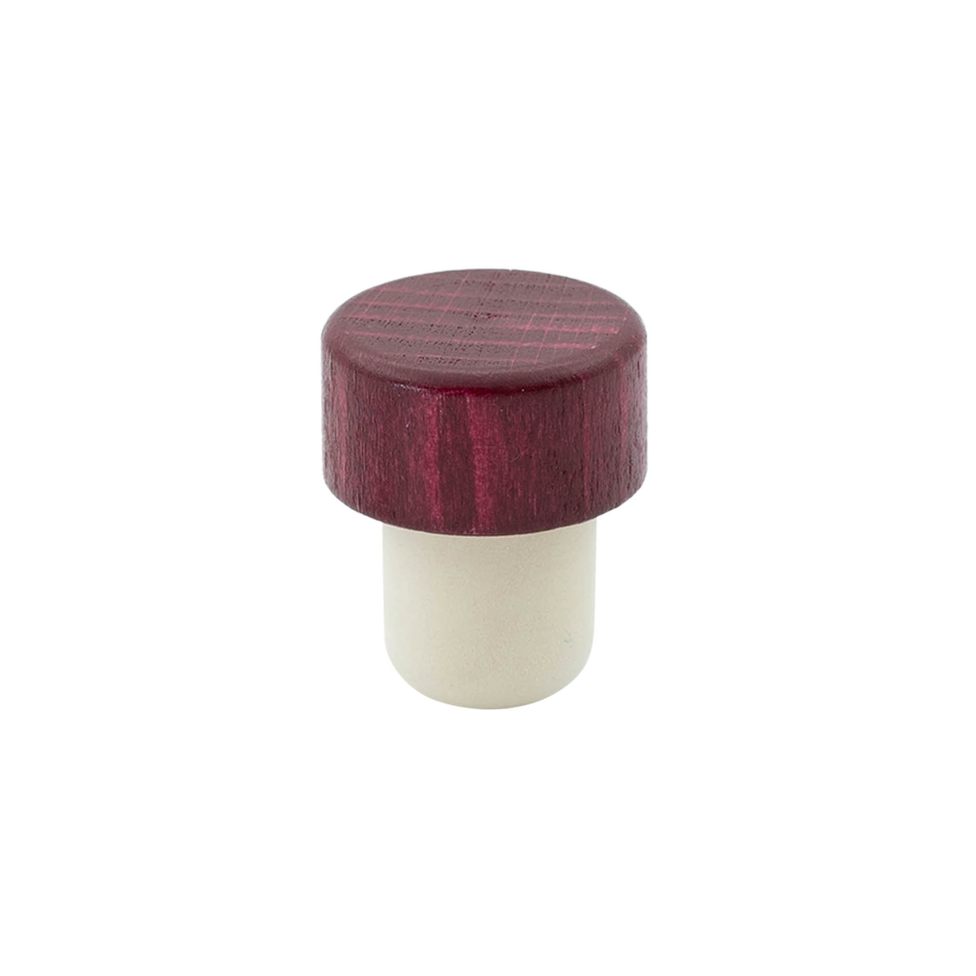Tapones de corcho con asa de 19 mm, madera/plástico, color burdeos, para boca: corcho