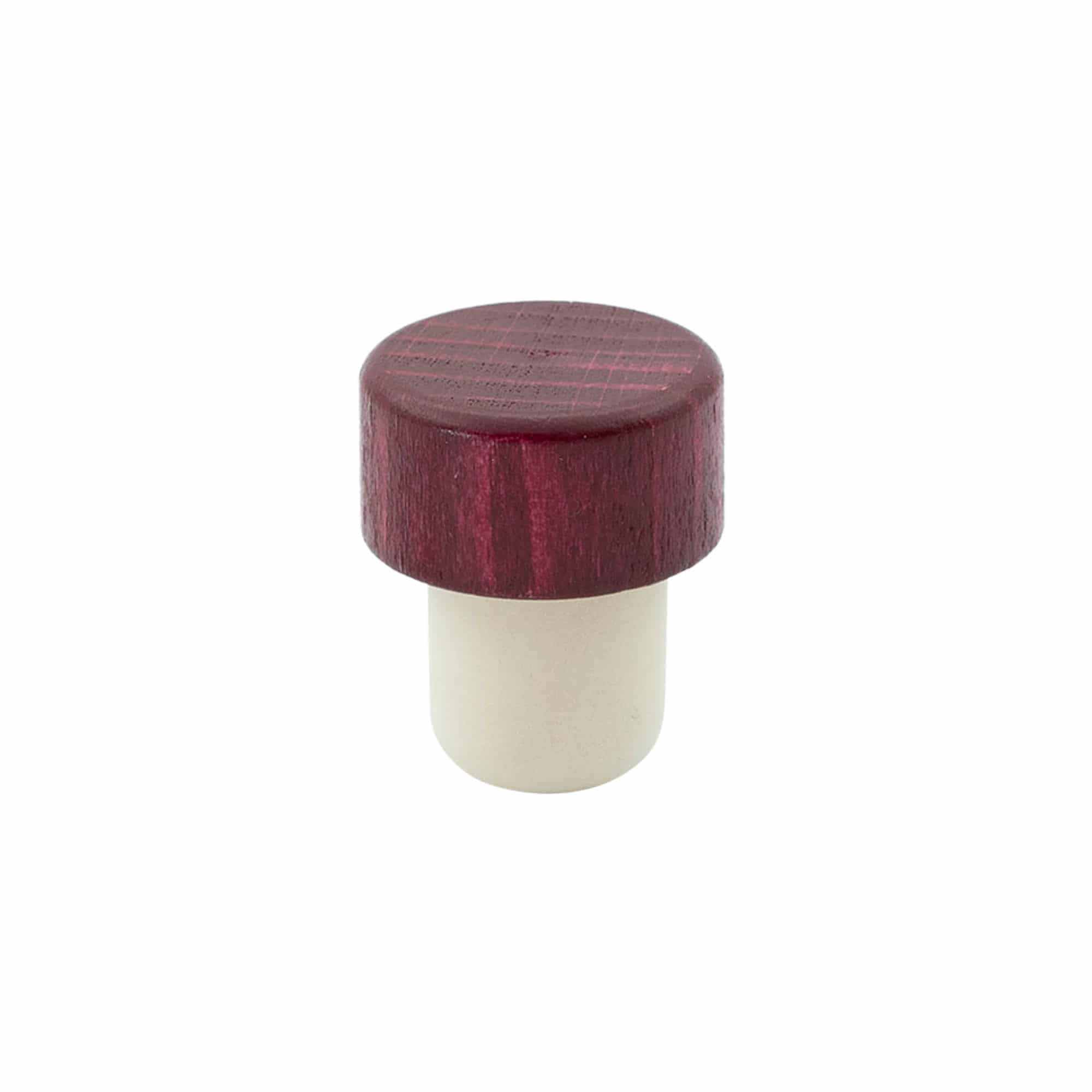 Tapones de corcho con asa de 19 mm, madera/plástico, color burdeos, para boca: corcho