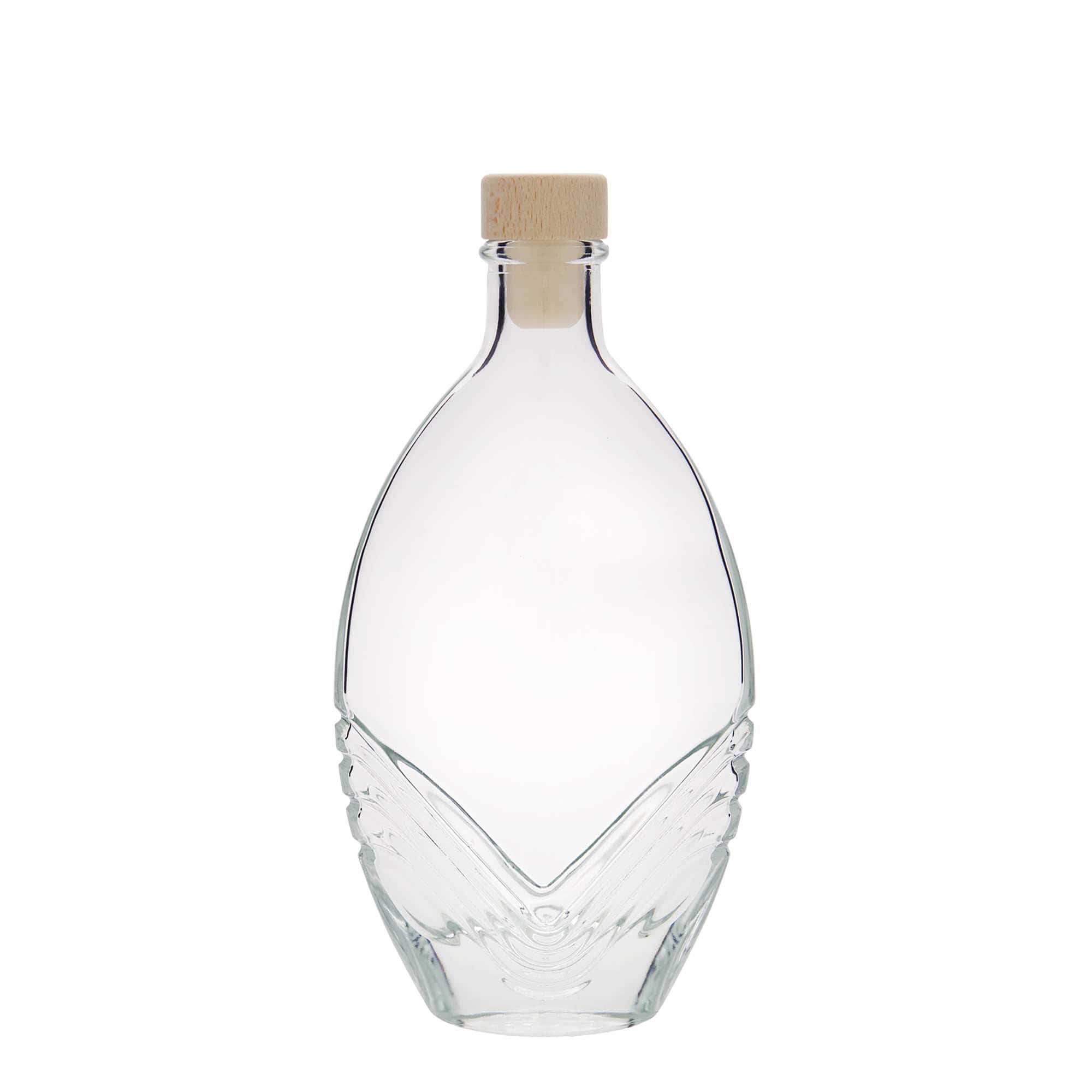 Botella de vidrio 'Florence' de 200 ml, ovalada, boca: corcho
