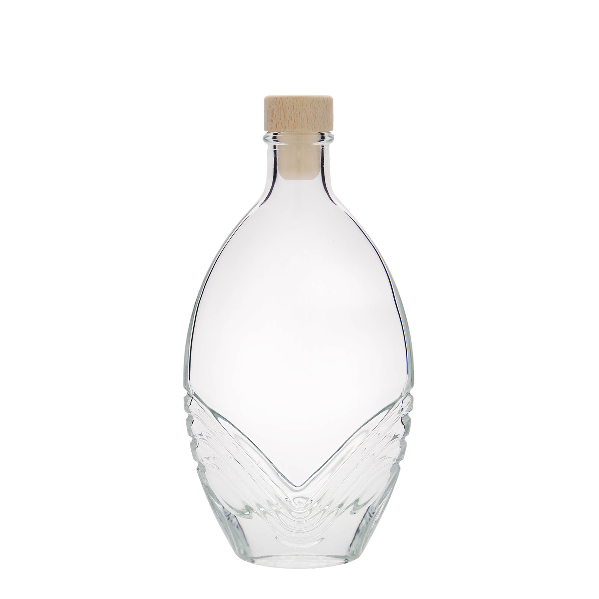 Botella de vidrio de 200 ml 'Florence', ovalada, boca: corcho
