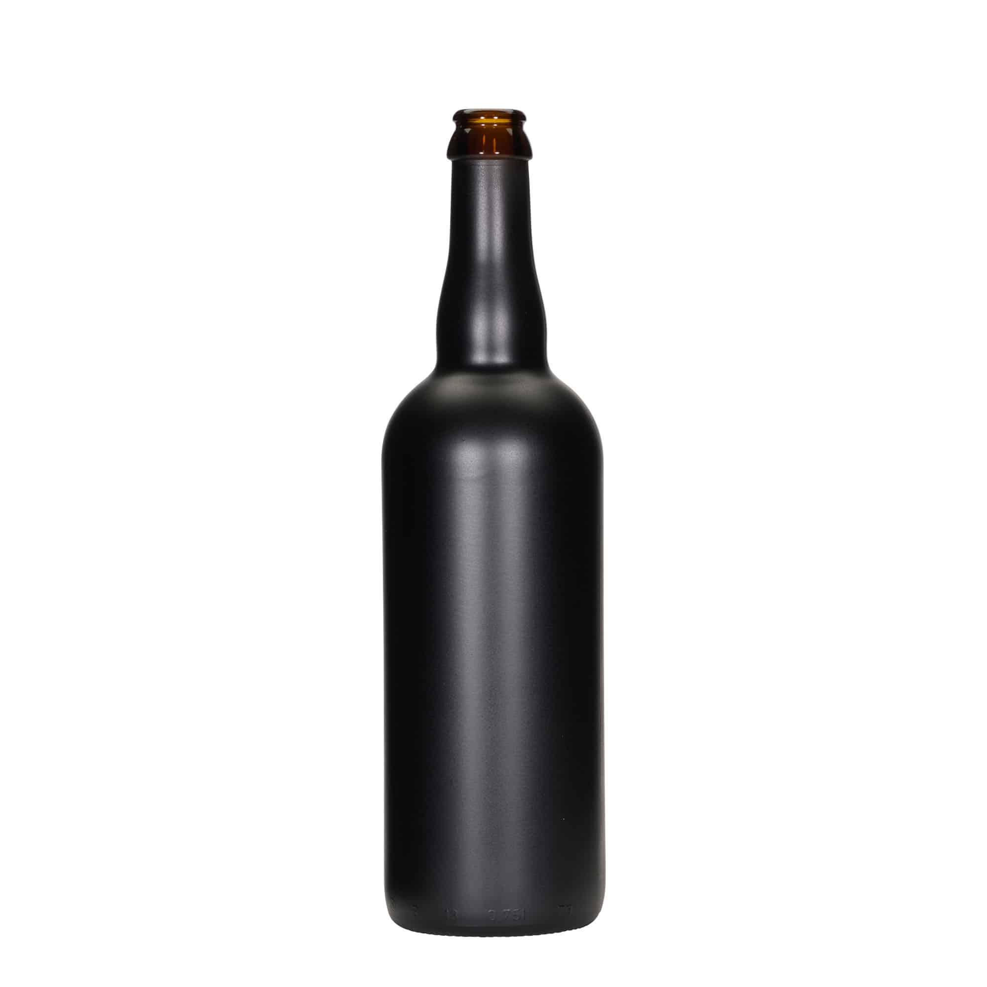 Botella de cerveza de 750 ml Bélgica, vidrio, negro, boca: tapa corona Botella de cerveza de 750 ml Bélgica, vidrio, negro, boca: tapa corona