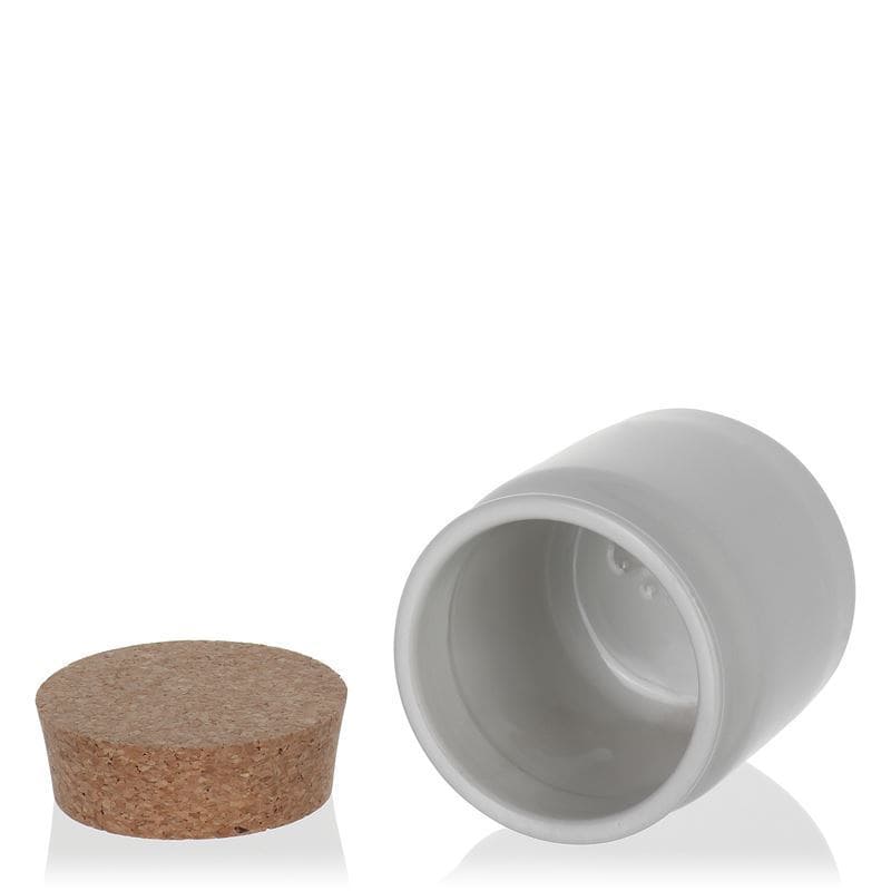 Olla de gres de 160 ml, cerámica, blanco, boca: corcho
