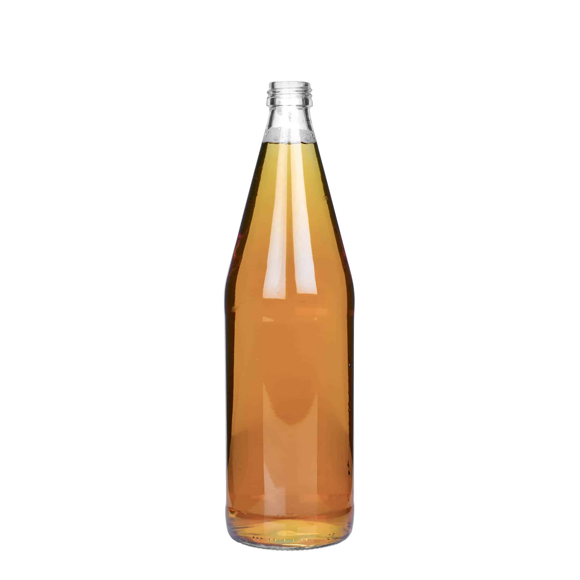 Botella universal de 750 ml con forma de zanahoria, vidrio, boca: PP 28 Botella universal de 750 ml con forma de zanahoria, vidrio, boca: PP 28
