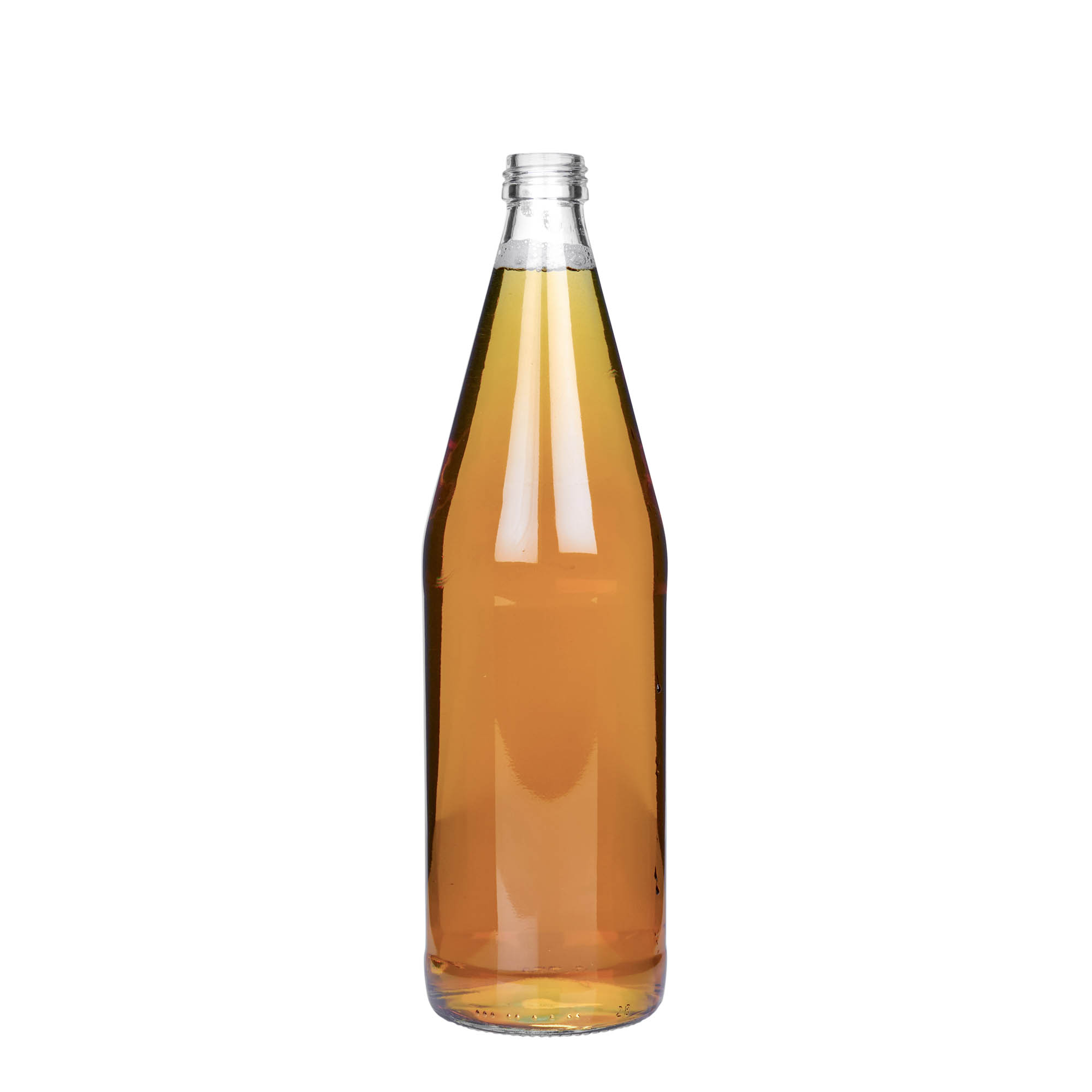 Botella universal de 750 ml con forma de zanahoria, vidrio, boca: PP 28 Botella universal de 750 ml con forma de zanahoria, vidrio, boca: PP 28