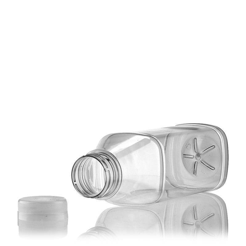 Botella de PET 'Milk and Juice Carré' de 500 ml, cuadrada, plástico, boca: 38 mm