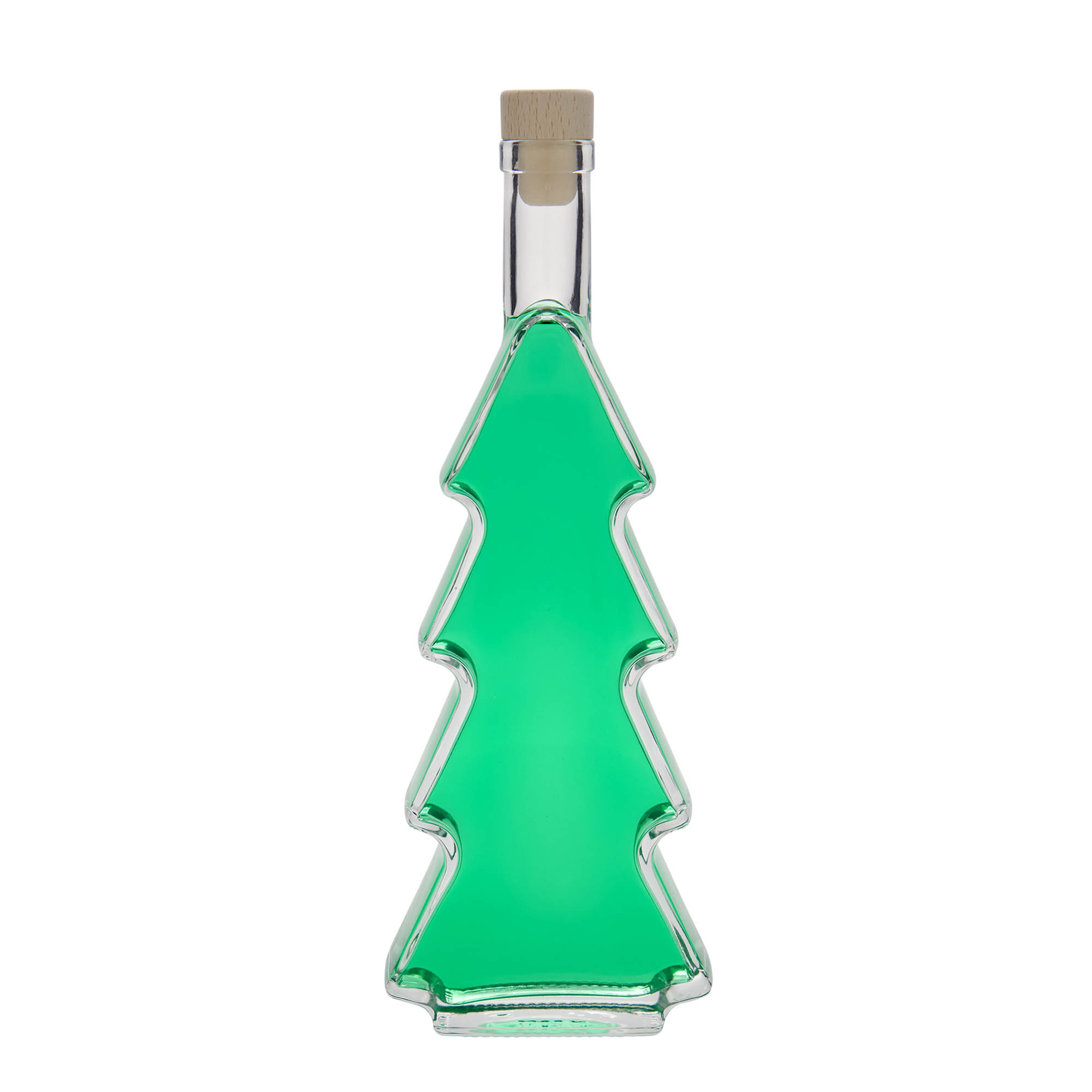 Botella de cristal de 500 ml 'Árbol de Navidad', boca: corcho