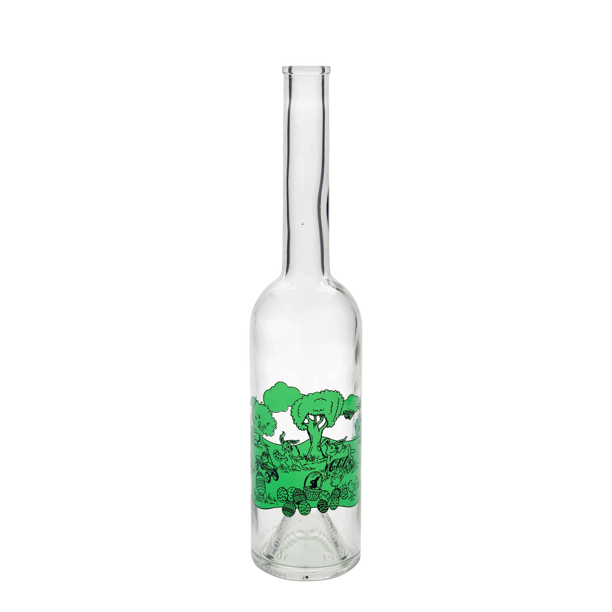 Botella de vidrio 'Opera' de 500 ml, motivo: Feliz Pascua, boca: corcho Botella de vidrio 'Opera' de 500 ml, motivo: Feliz Pascua, boca: corcho