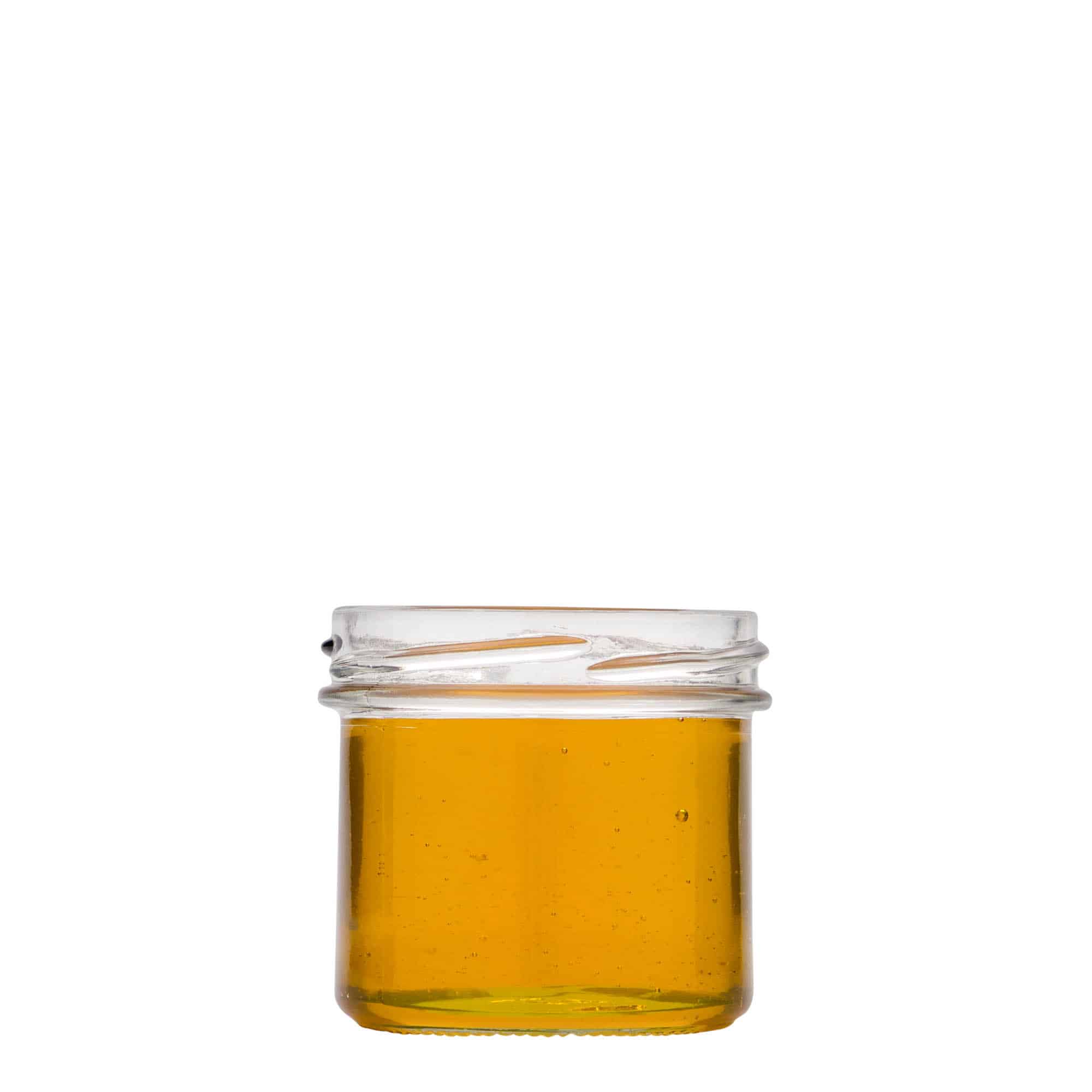 Tarro de vidrio cilíndrico de 125 ml, boca: Twist-Off (TO 66)