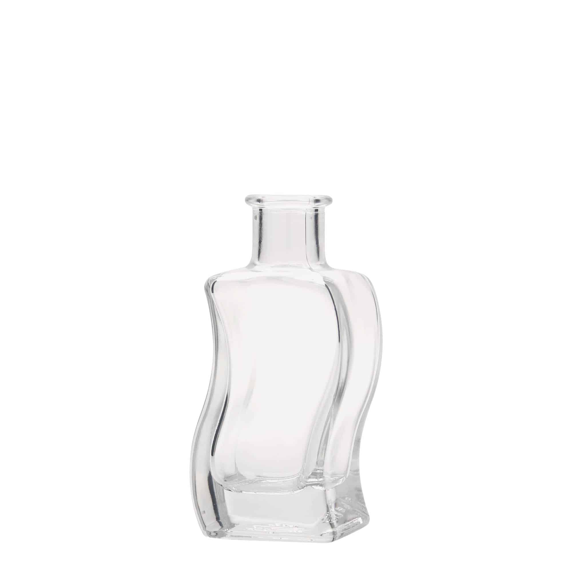 Botella de vidrio 'Onda' de 100 ml, cuadrada, boca: corcho