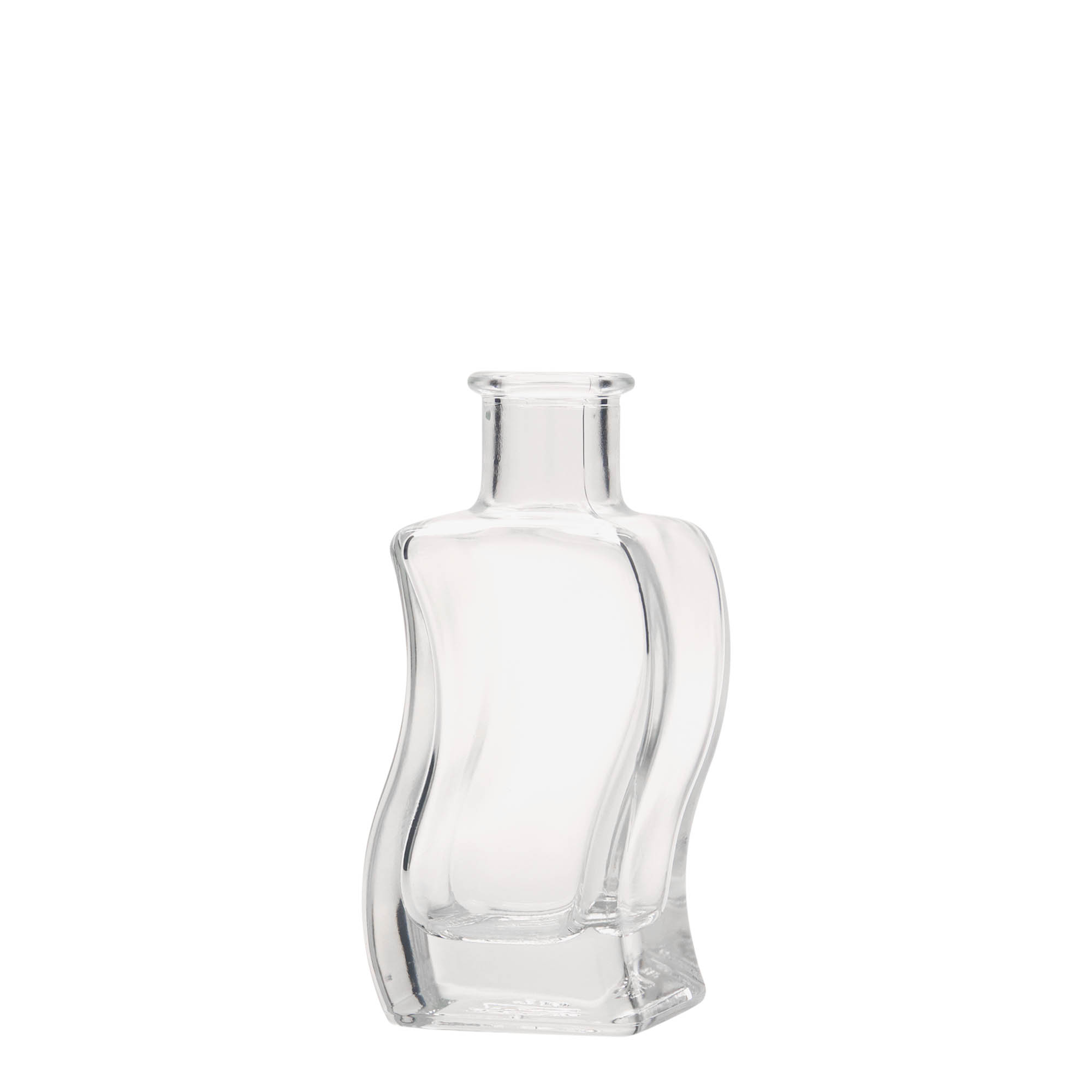 Botella de vidrio de 100 ml 'Ola', cuadrada, boca: corcho