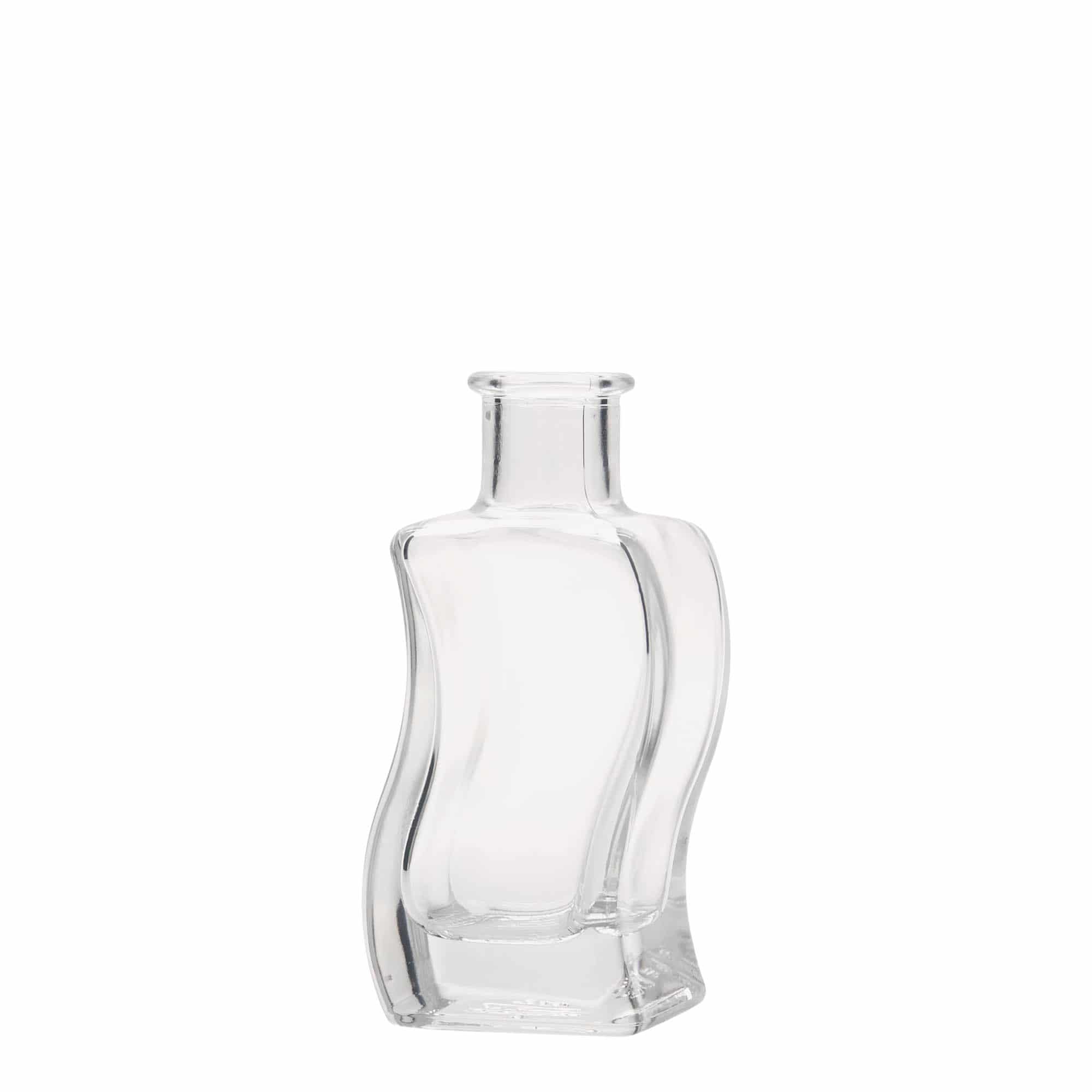 Botella de vidrio de 100 ml 'Ola', cuadrada, boca: corcho