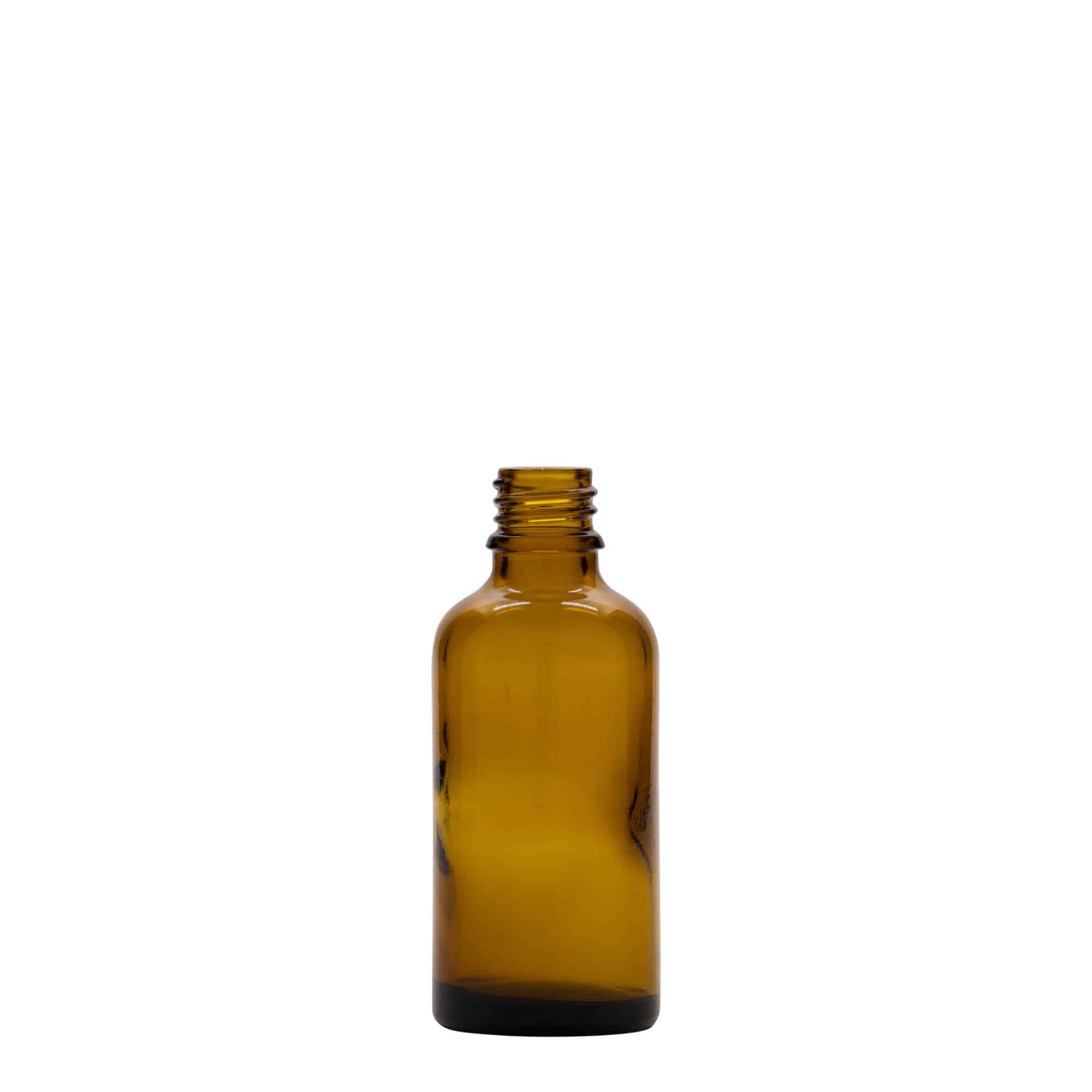 Frasco de medicamentos de 50 ml, vidrio, marrón, boca: DIN 18 Frasco de medicamentos de 50 ml, vidrio, marrón, boca: DIN 18
