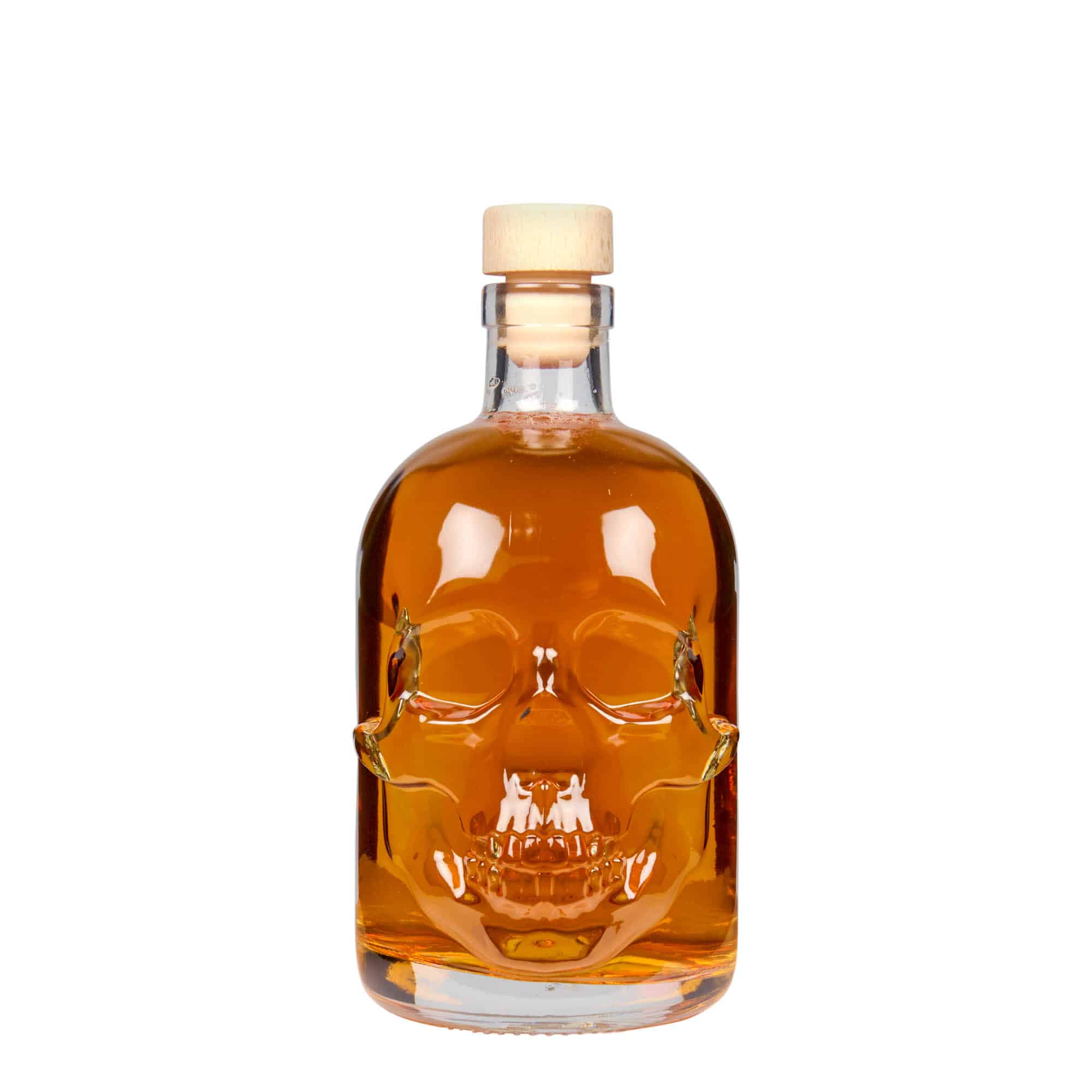 Botella de vidrio 'Calavera' de 500 ml, boca: corcho