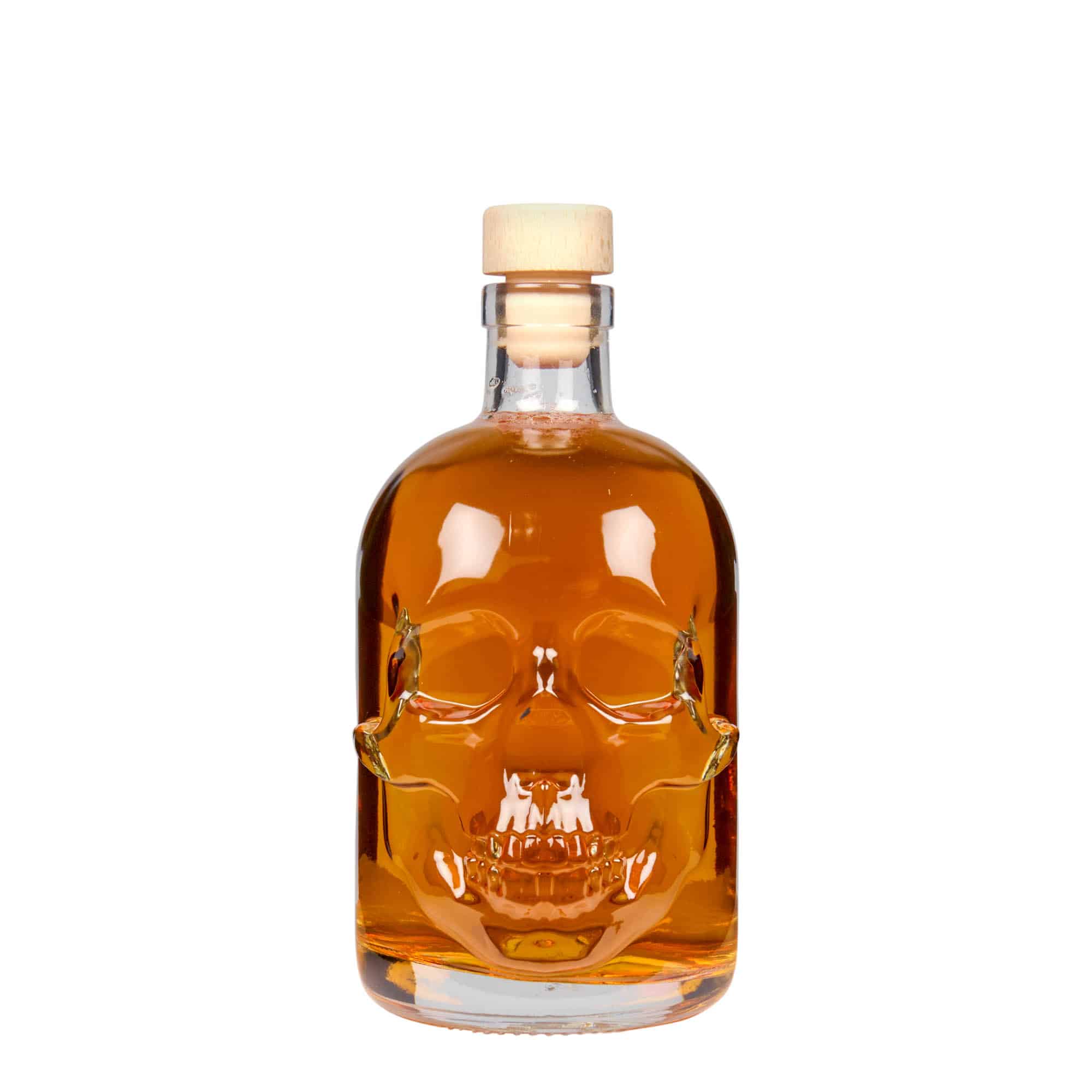 Botella de vidrio de 500 ml 'Calavera', boca: corcho