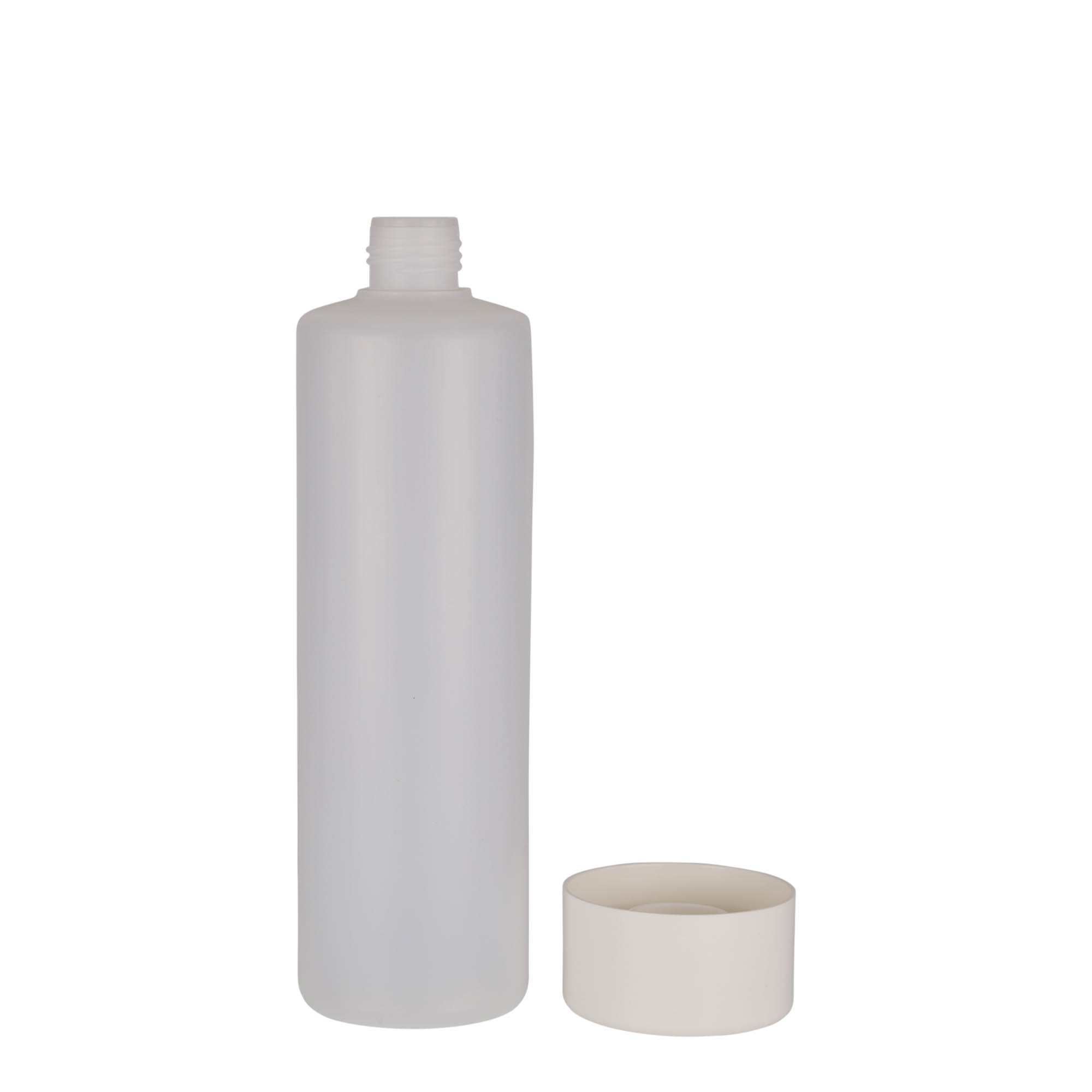 Botella redonda de 500 ml, plástico PE, natural, boca: cierre de rosca Botella redonda de 500 ml, plástico PE, natural, boca: cierre de rosca