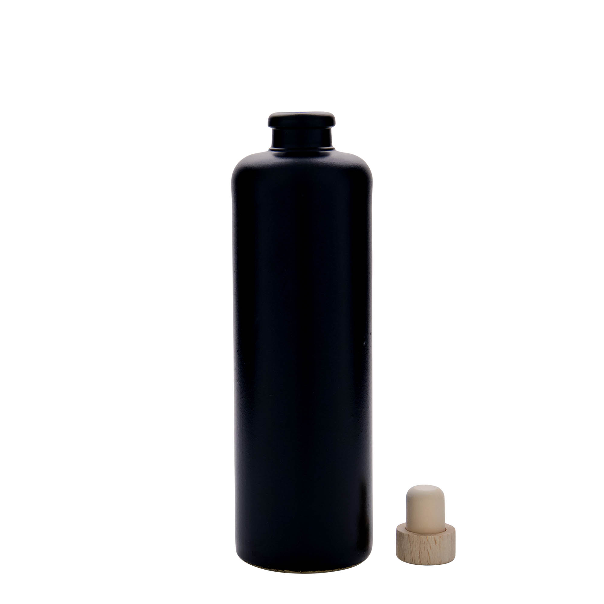 Jarra de barro de 500 ml, gres, negra, boca: corcho
