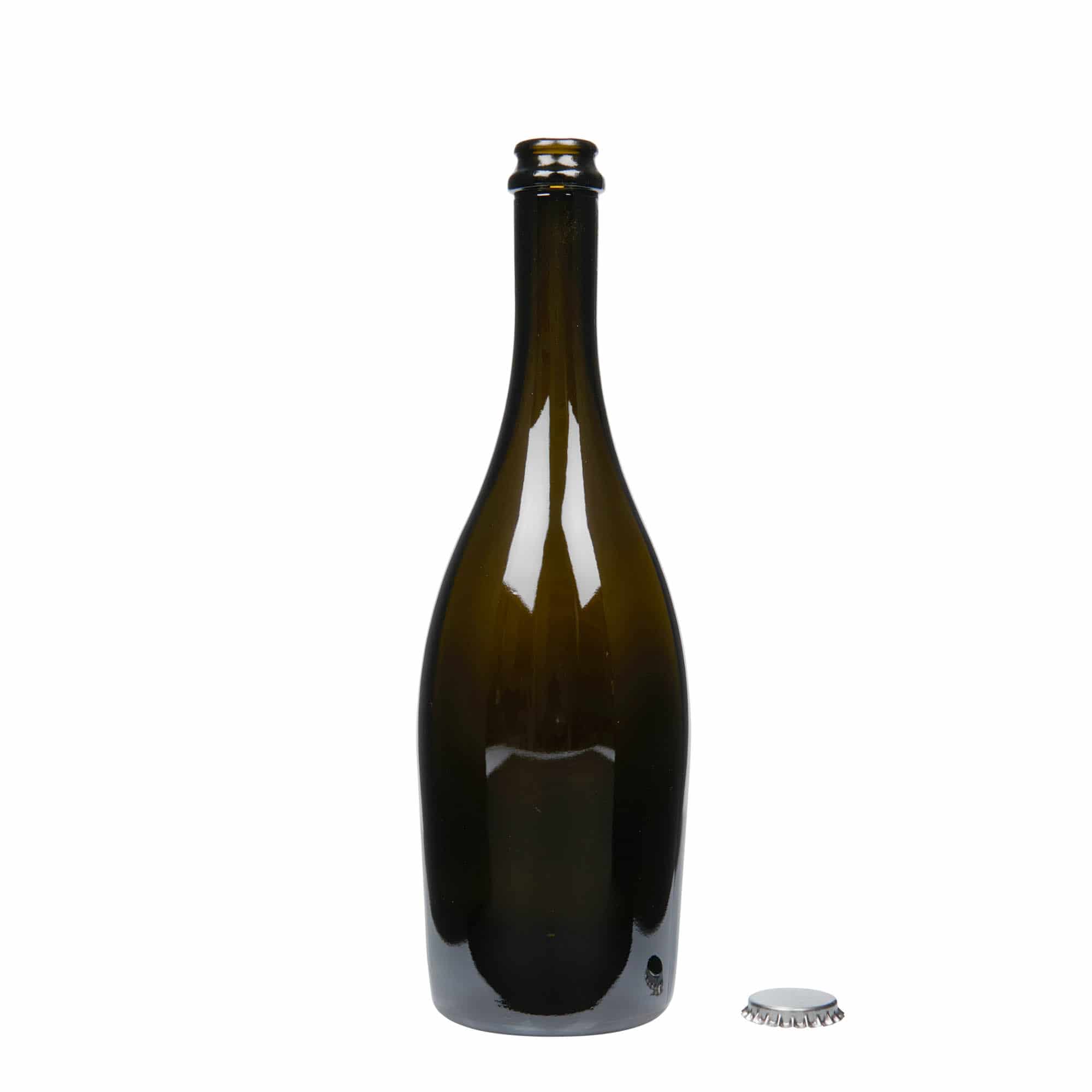 Botella de cava 'Carmen' de 750 ml, vidrio, verde antiguo, boca: chapa