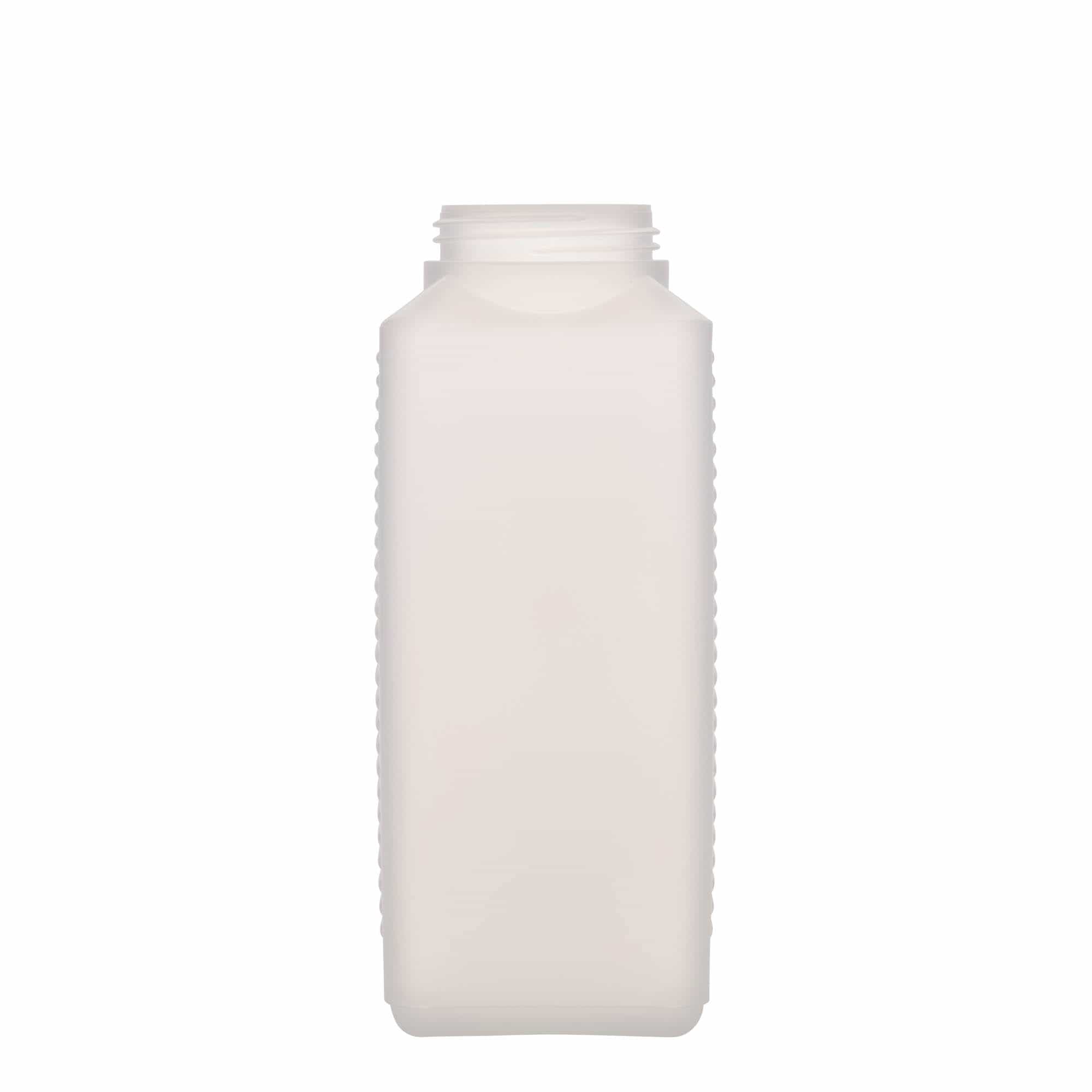 Botella de cuello ancho de 1.000 ml, rectangular, plástico HDPE, natural, boca: DIN 60 EPE Botella de cuello ancho de 1.000 ml, rectangular, plástico HDPE, natural, boca: DIN 60 EPE