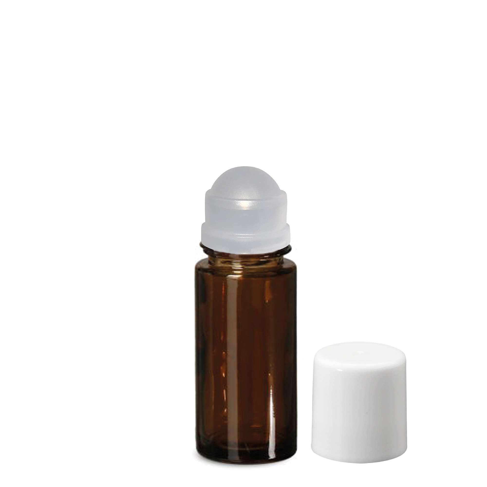 Botella roll-on de 50 ml, vidrio, marrón, boca: cierre de rosca