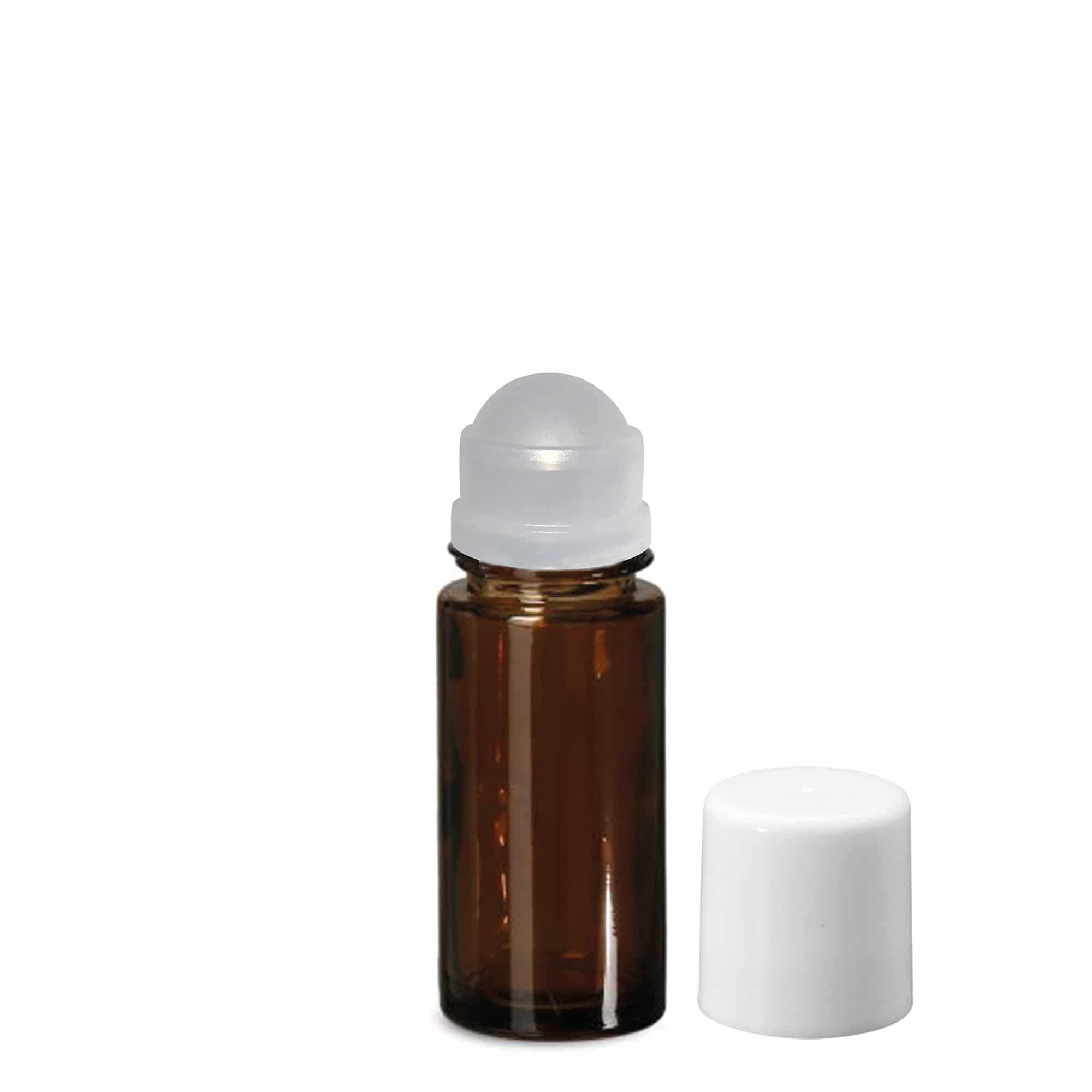 Botella roll-on de 50 ml, vidrio, marrón, boca: cierre de rosca