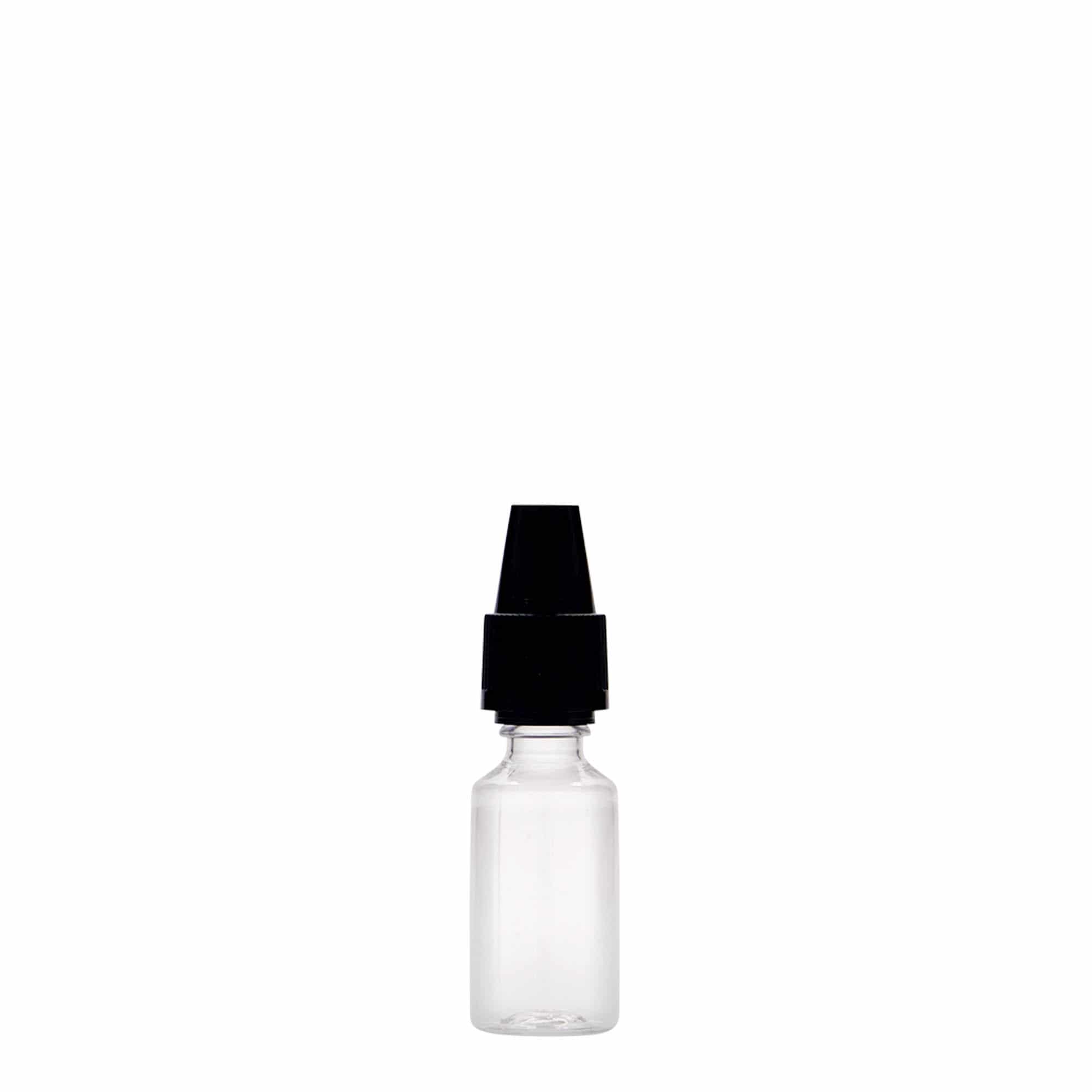 Botella de PET 'E-Liquid' de 10 ml con garantía de calidad y seguro a prueba de niños, plástico, boca: tapón de rosca