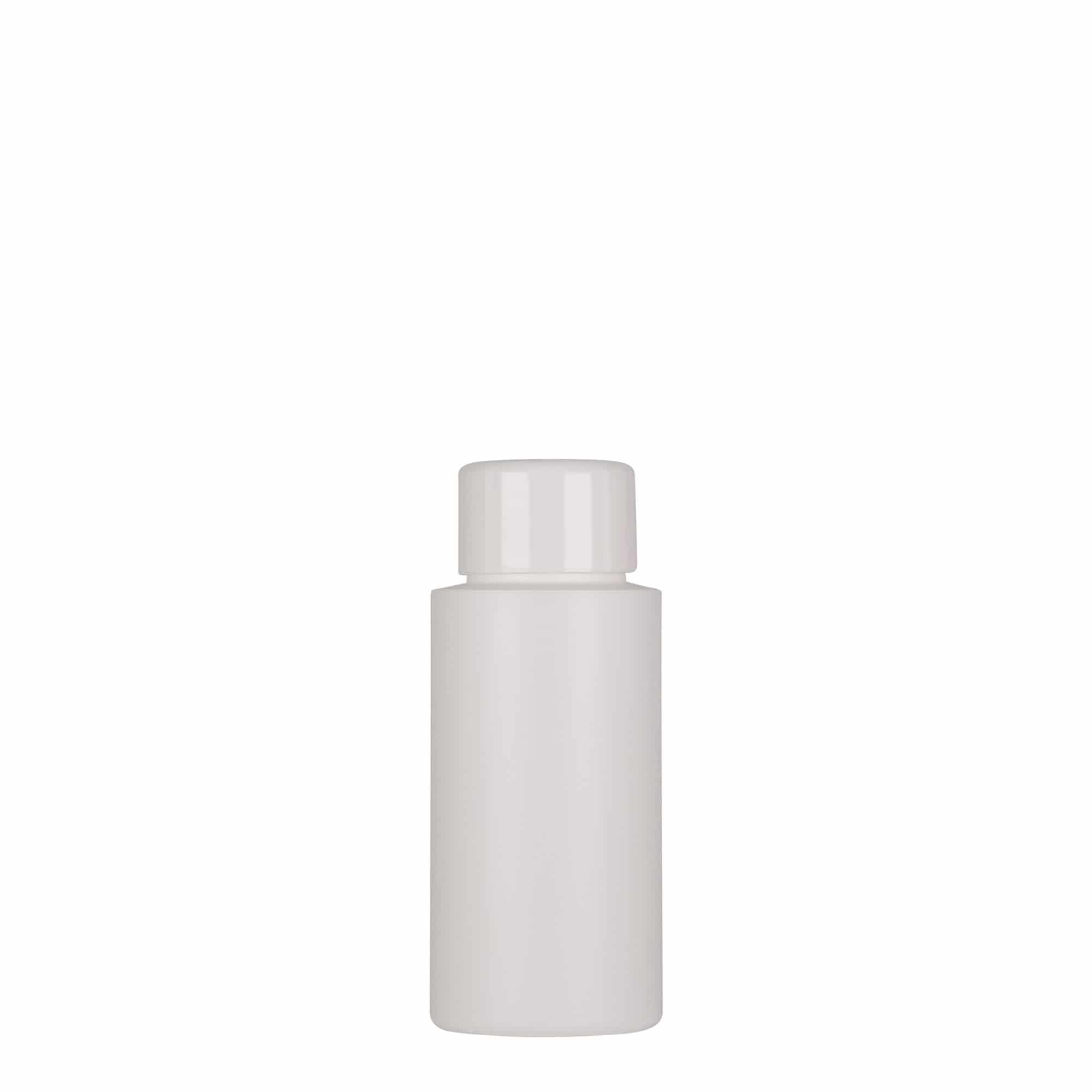 Botella de plástico de 50 ml 'Pipe', HDPE verde, blanca, boca: 24/410