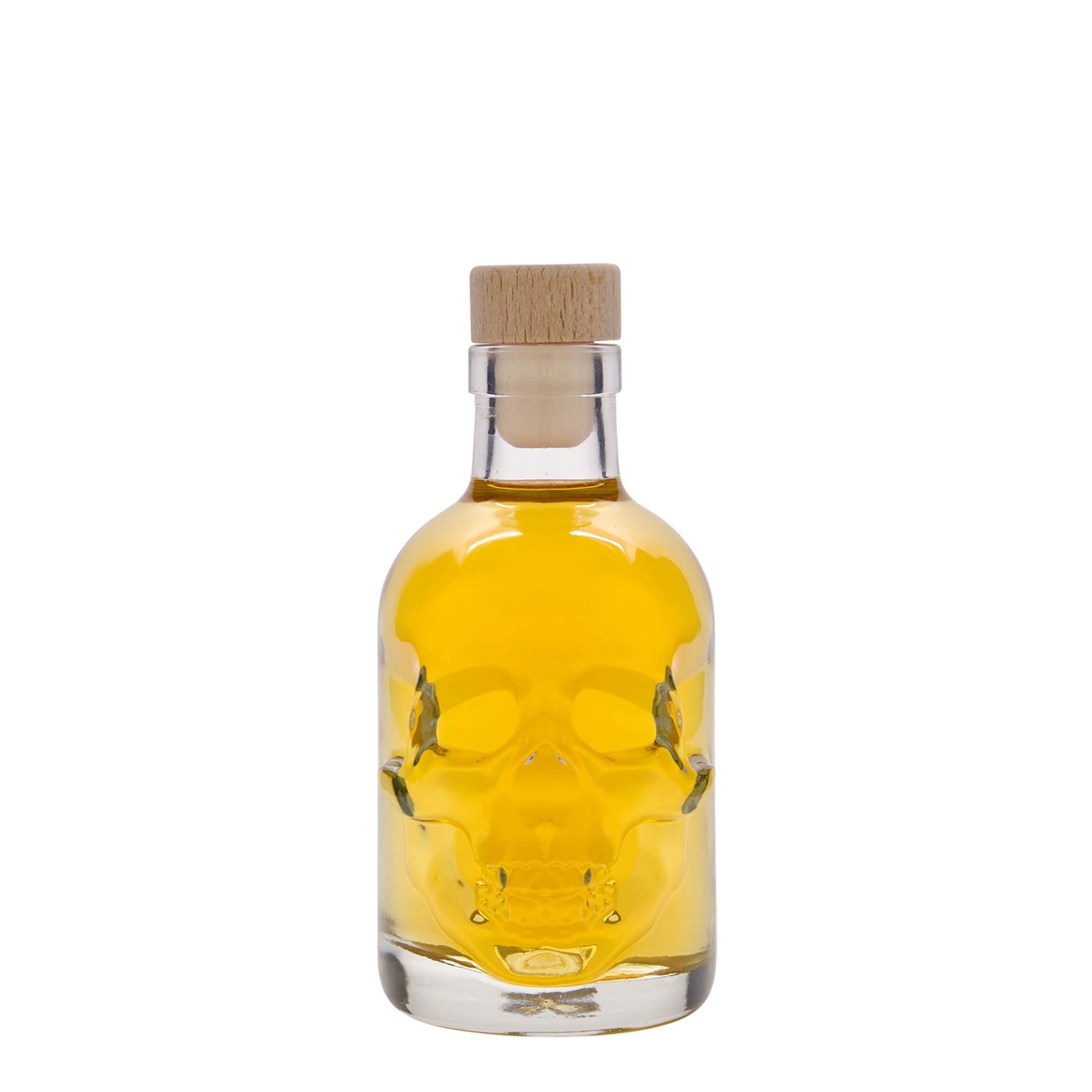 Botella de vidrio de 200 ml 'Calavera', boca: corcho