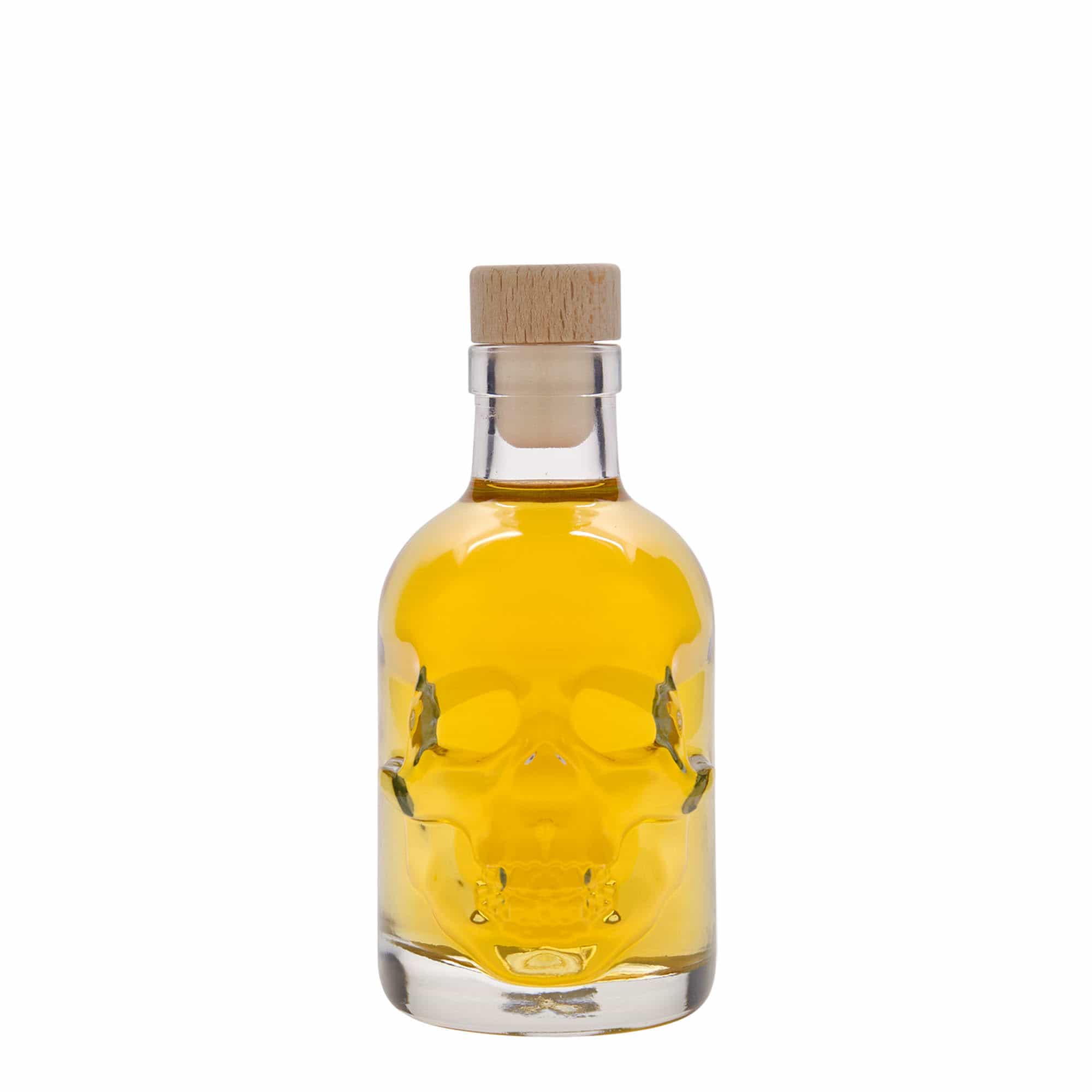 Botella de vidrio de 200 ml 'Calavera', boca: corcho